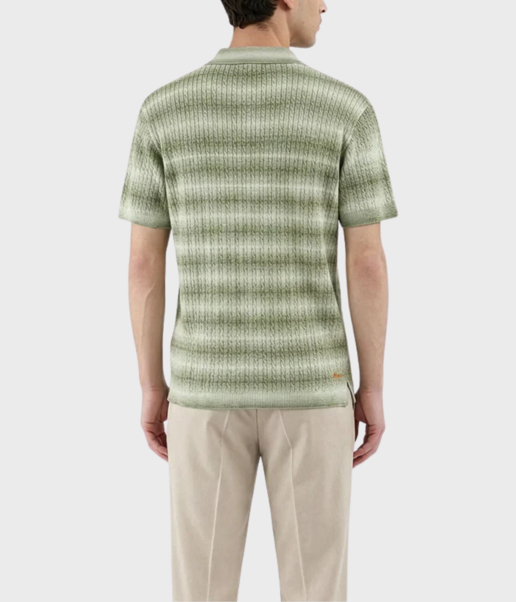 Gabe Knitted Polo (Striped green)