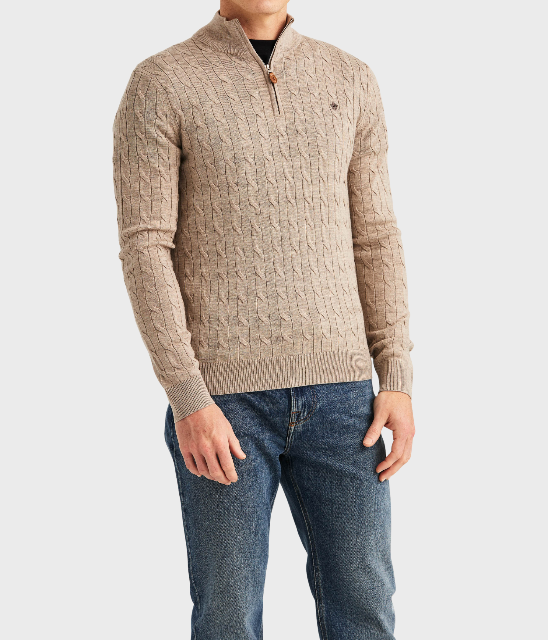 Merino Cable John Zip (05 Khaki)