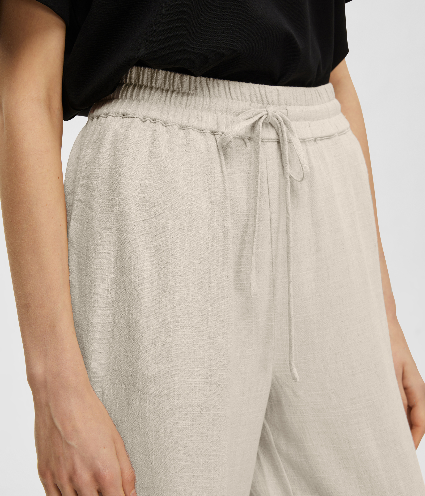SLFVIVA-GULIA HW LONG LINEN PANT NOOS. (Sandshell) - D.O. Design Only
