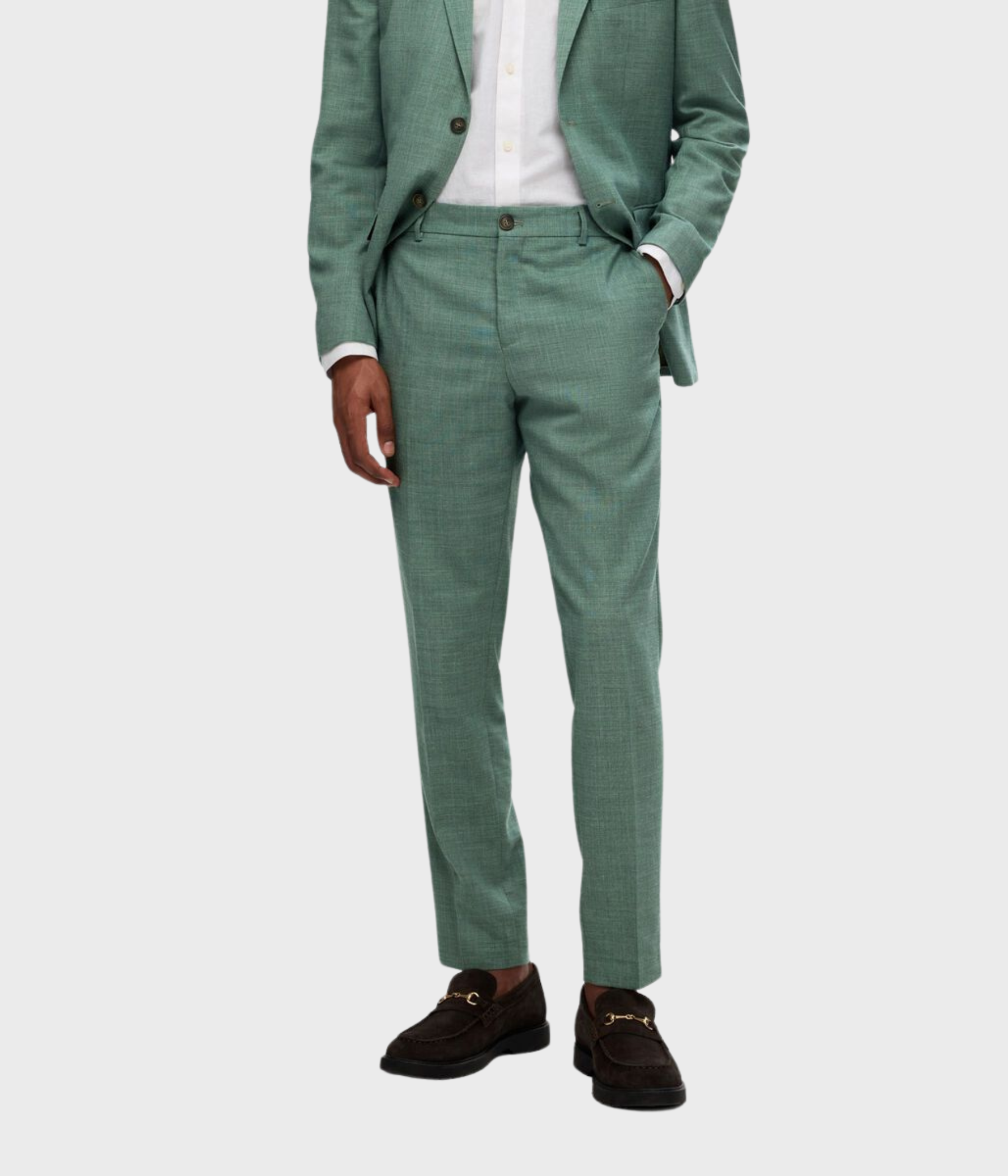 SLHSLIM-OASIS LINEN TRS NOOS (Light Green Melange)