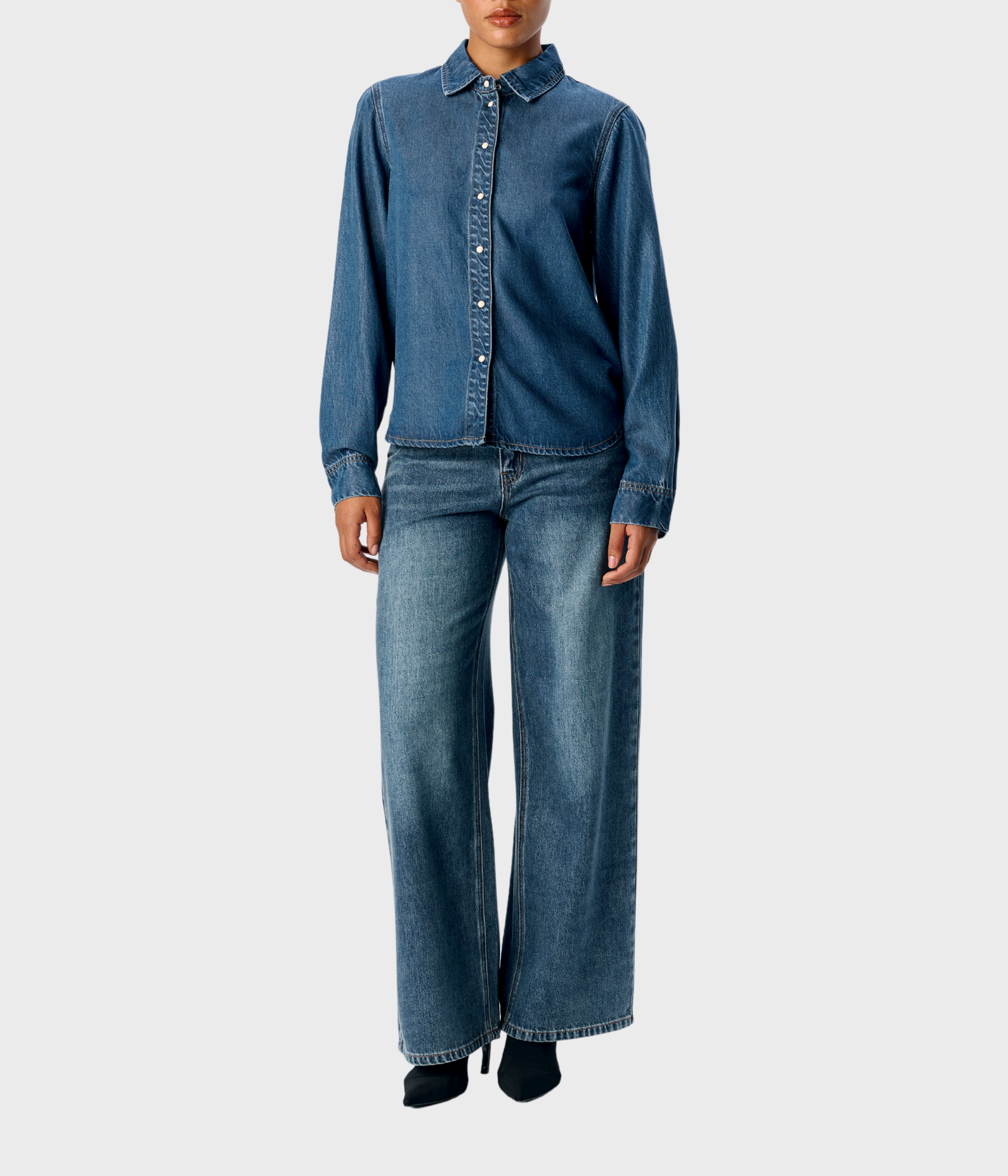 OBJFRAME LO L/S SHIRT NOOS (Medium Blue Denim)