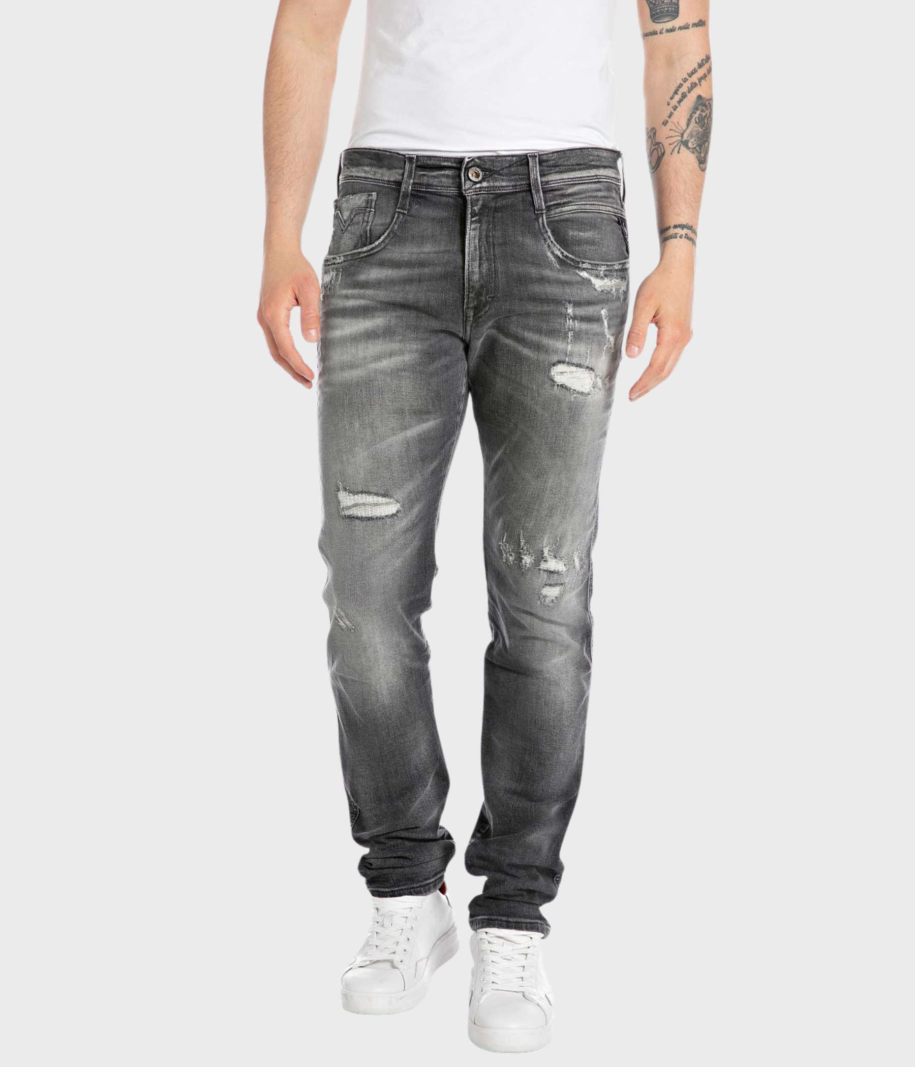 Trousers ANBASS AGED. (096 MEDIUM GREY Dark wash tone)