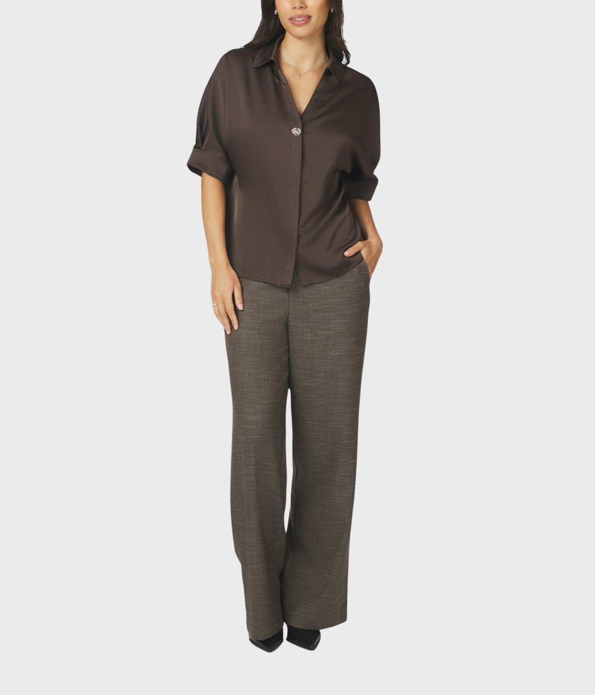 Carm Heavy Sateen Shirt (676 DARK BROWN)