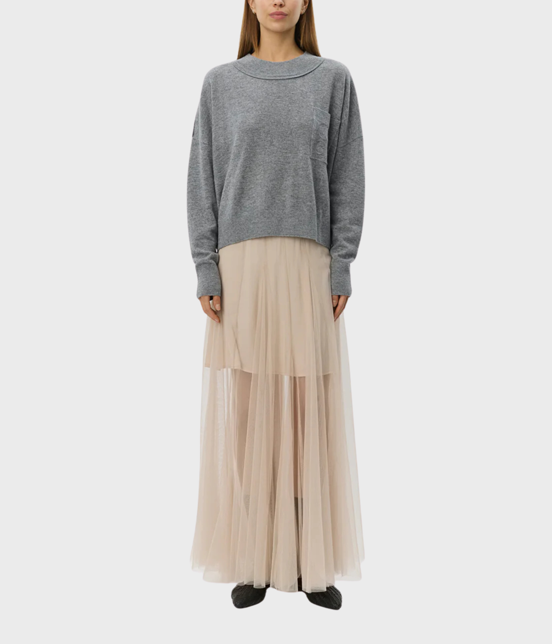 ROASLYSW MAXI TULLE SKIRT (7105 Light Sand)