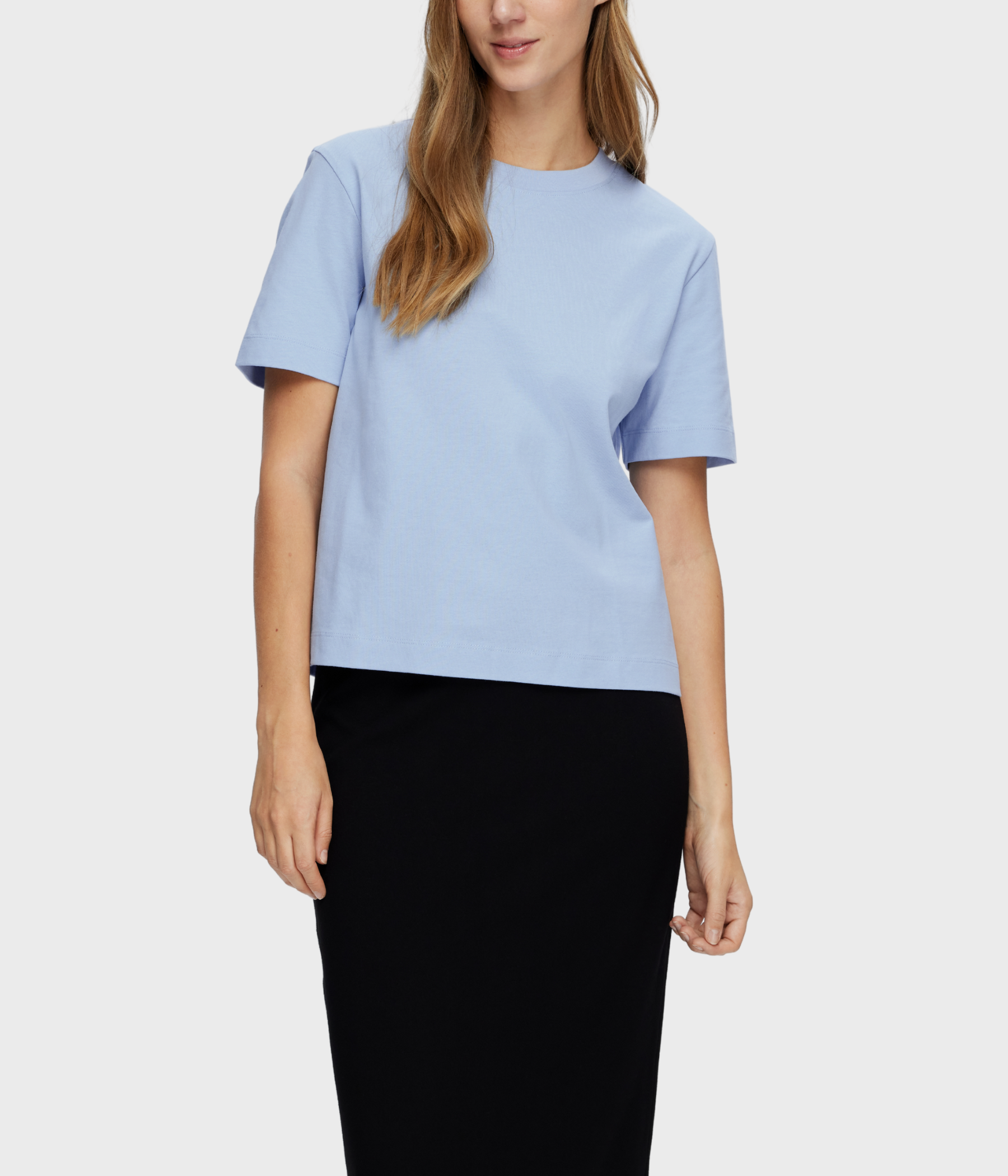 SLFESSENTIAL SS BOXY TEE NOOS. (CASHMERE BLUE)