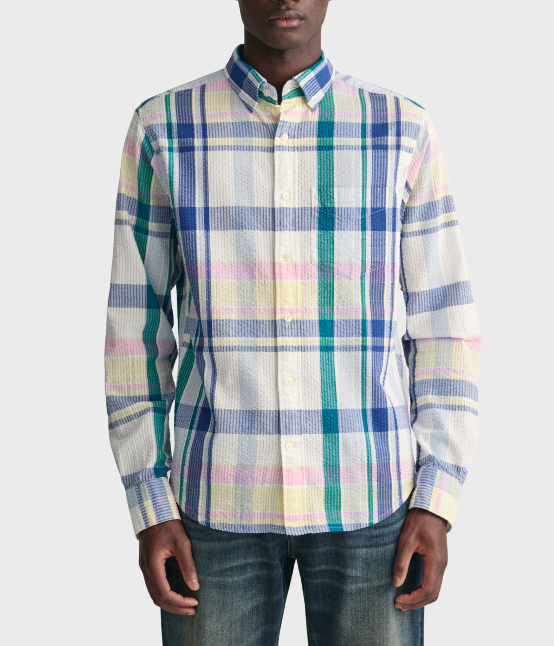 REG SEERSUCKER MADRAS SHIRT (110 WHITE)