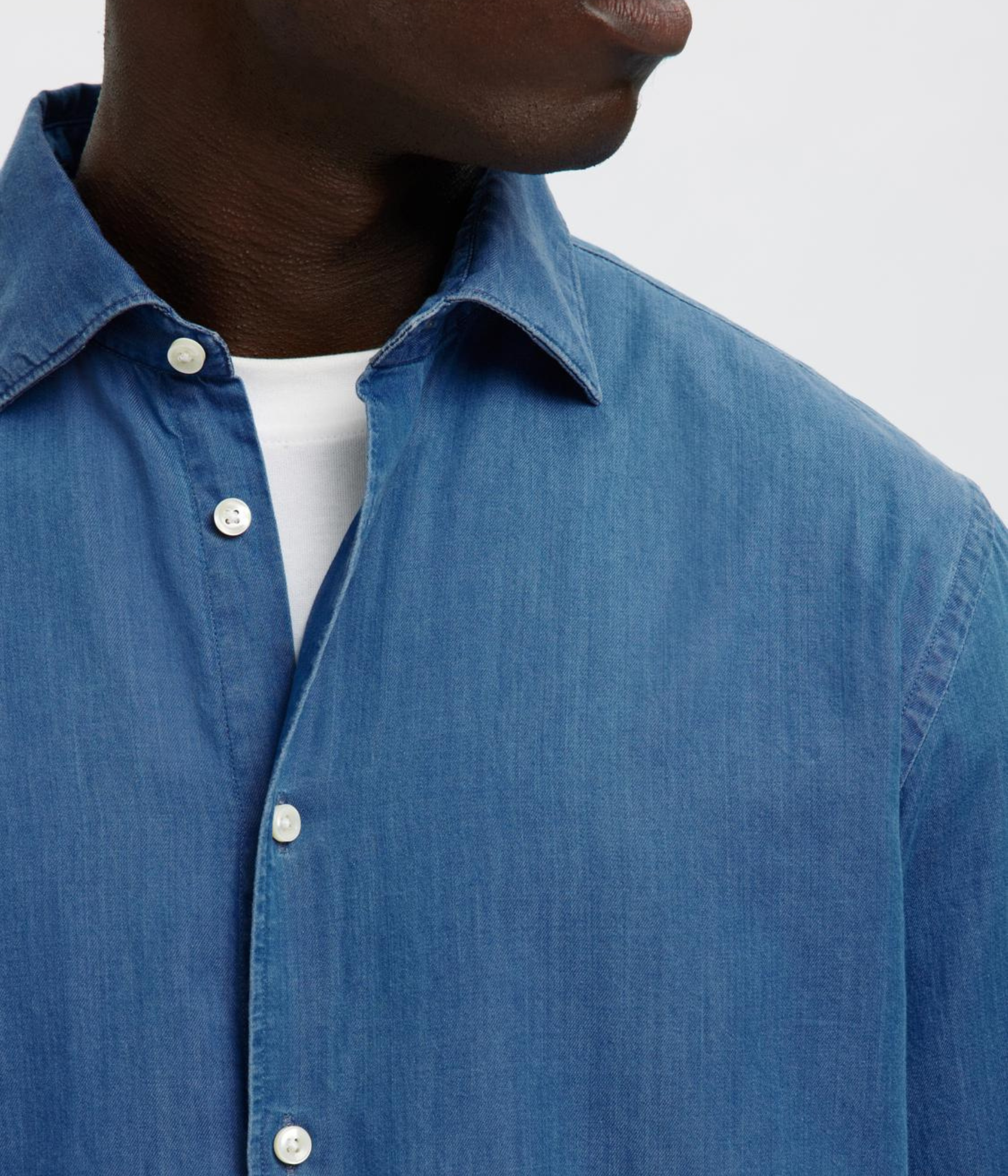 SLHREGLEO DENIM LS SHIRT SPREAD. (Medium Blue Denim)