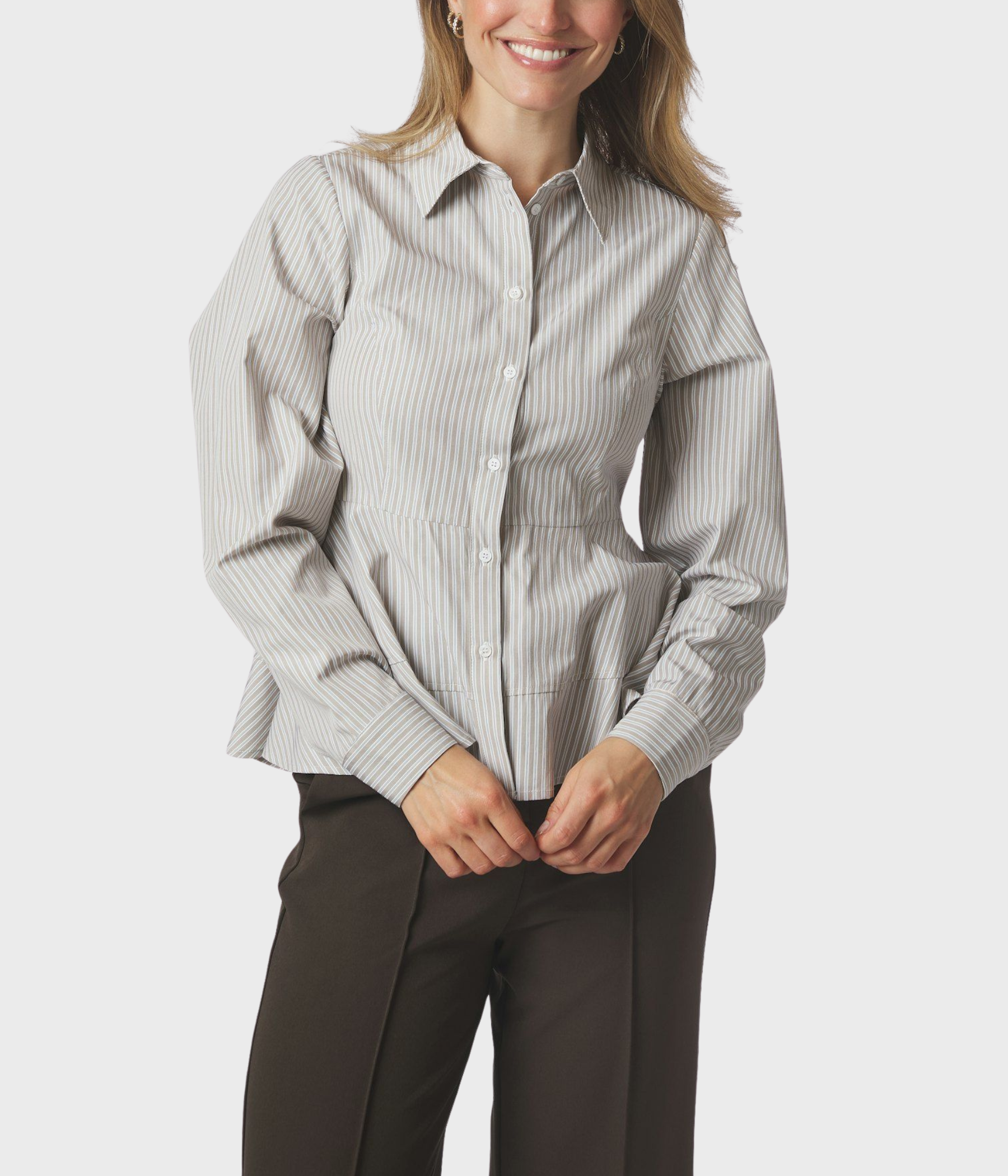 Samira Stripe Shirt (Taupe Stripe)
