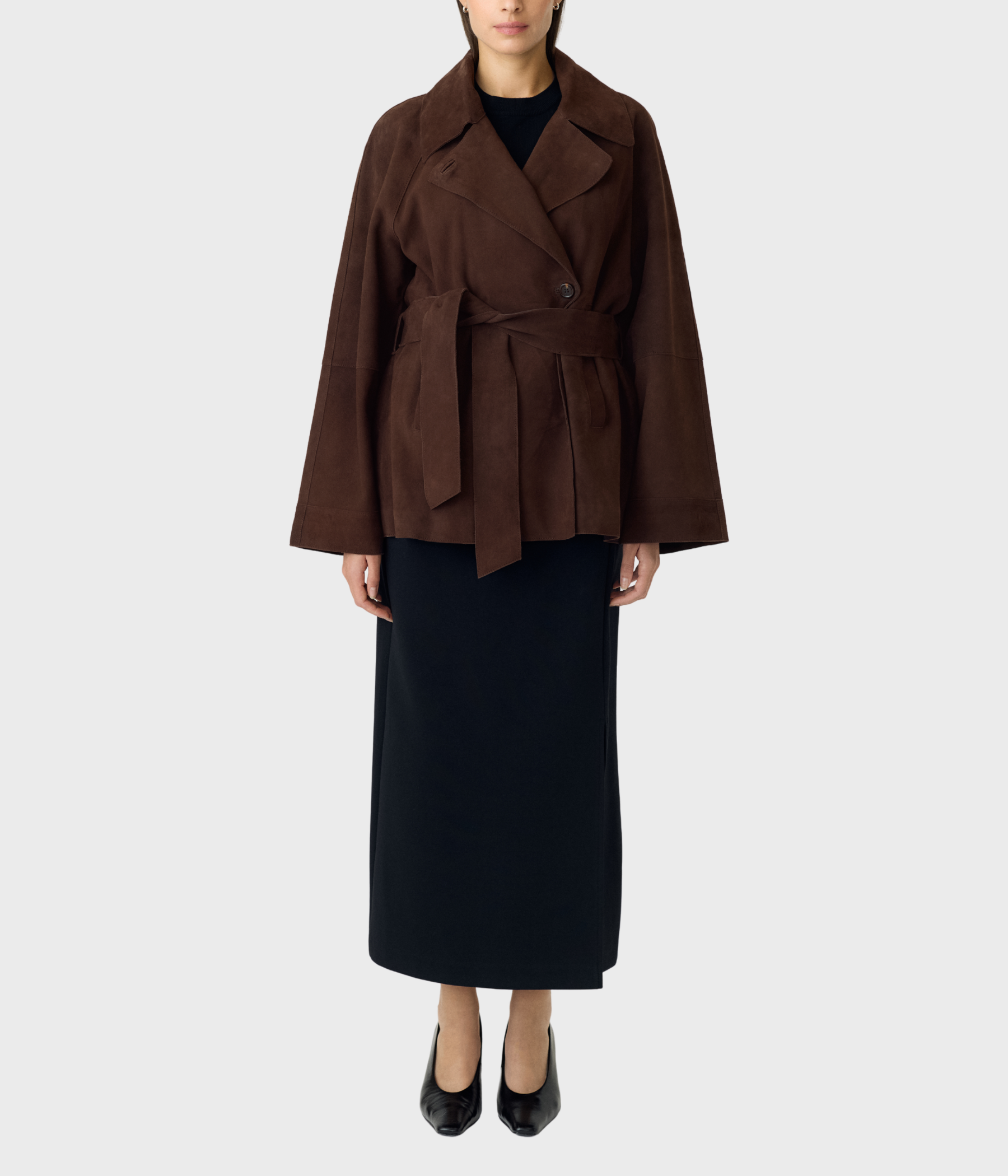 Yasruna Ls Suede Kimono Jacket (Coffee Bean)