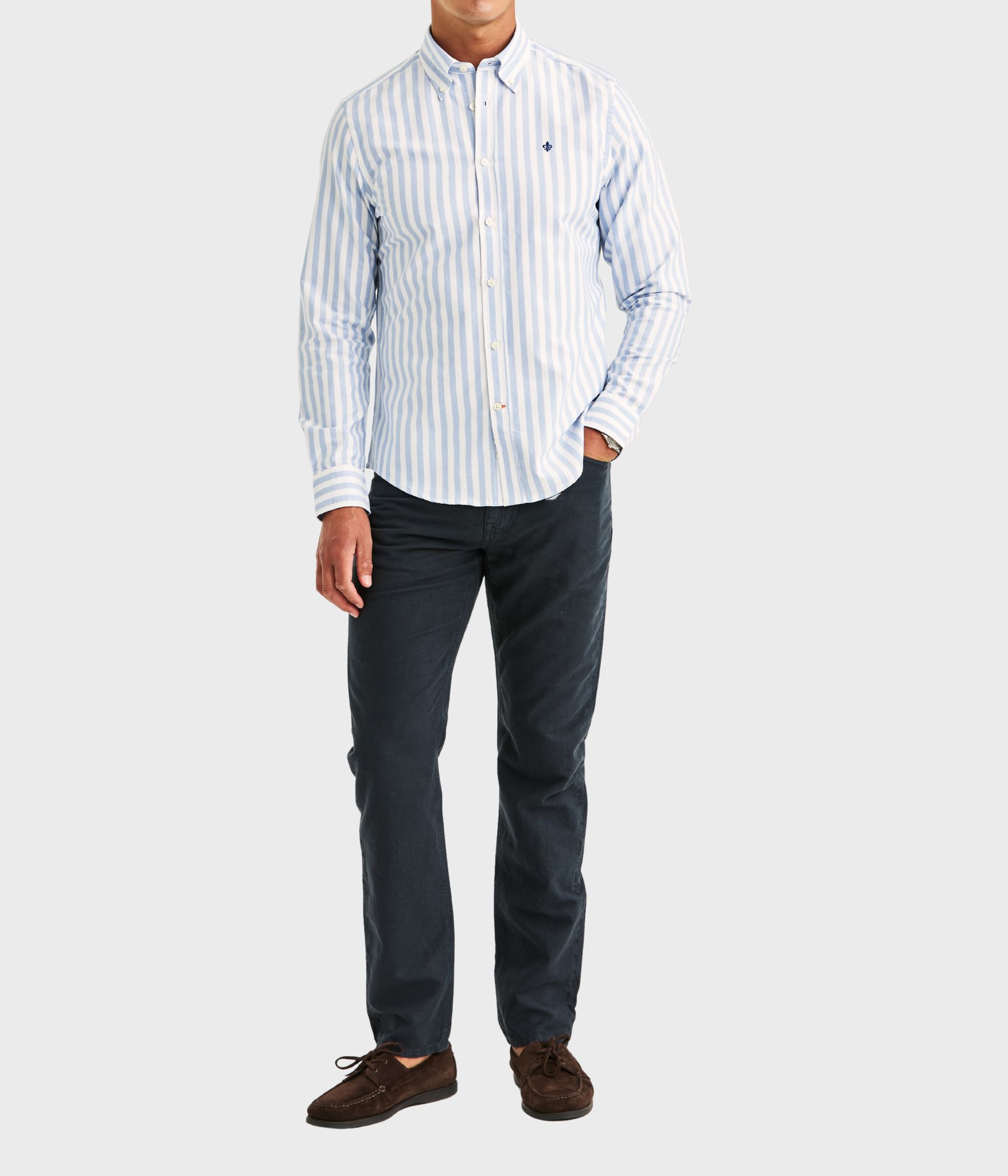 Douglas Oxford Stripe Shirt-Slim Fit (55 Light blue)