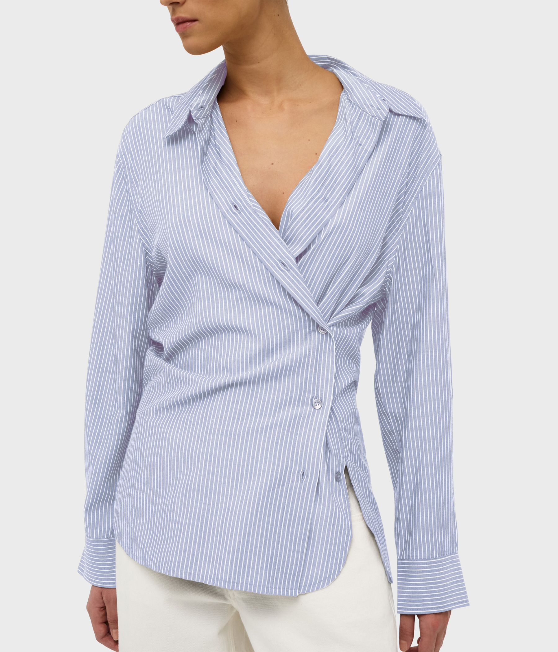 MIRAGE DRAPE SHIRT S (7020 FRENCH NAVY STRIPE)
