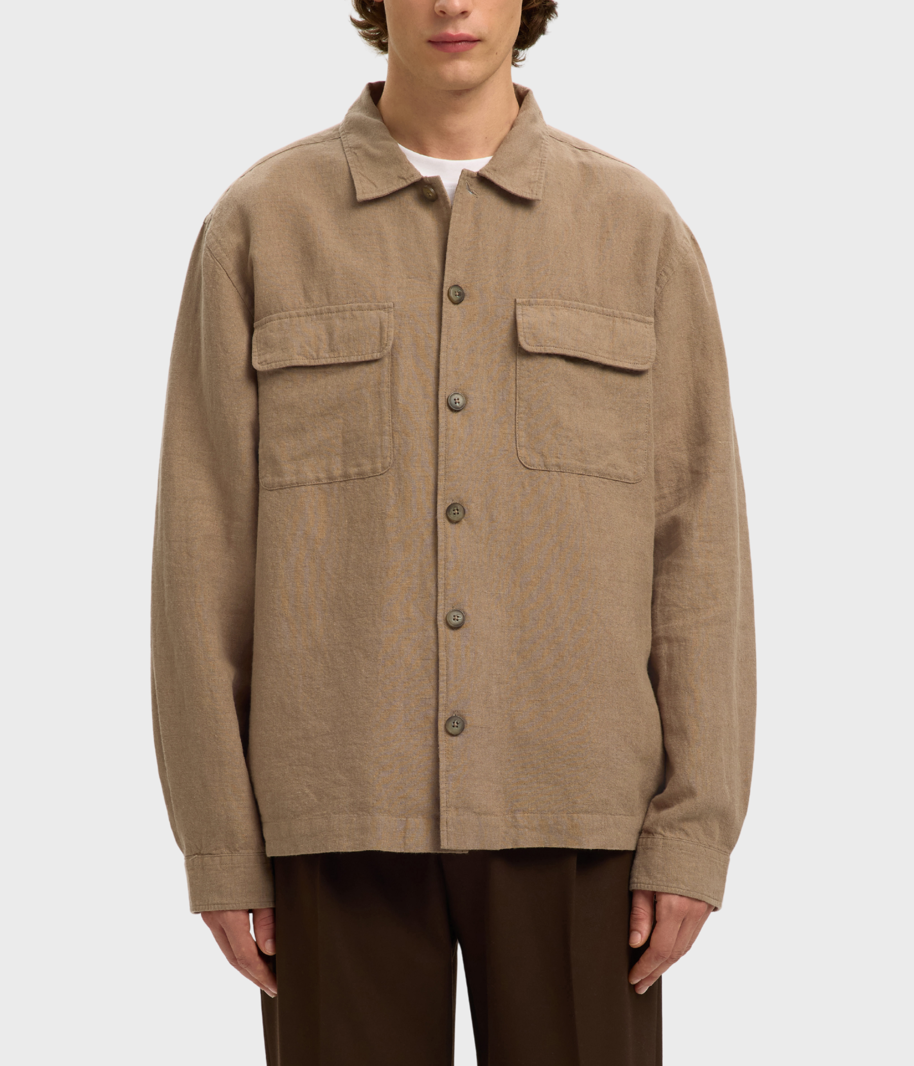 SLH-LEROY SUN OVERSHIRT LS NOOS. (Caribou) - D.O. Design Only