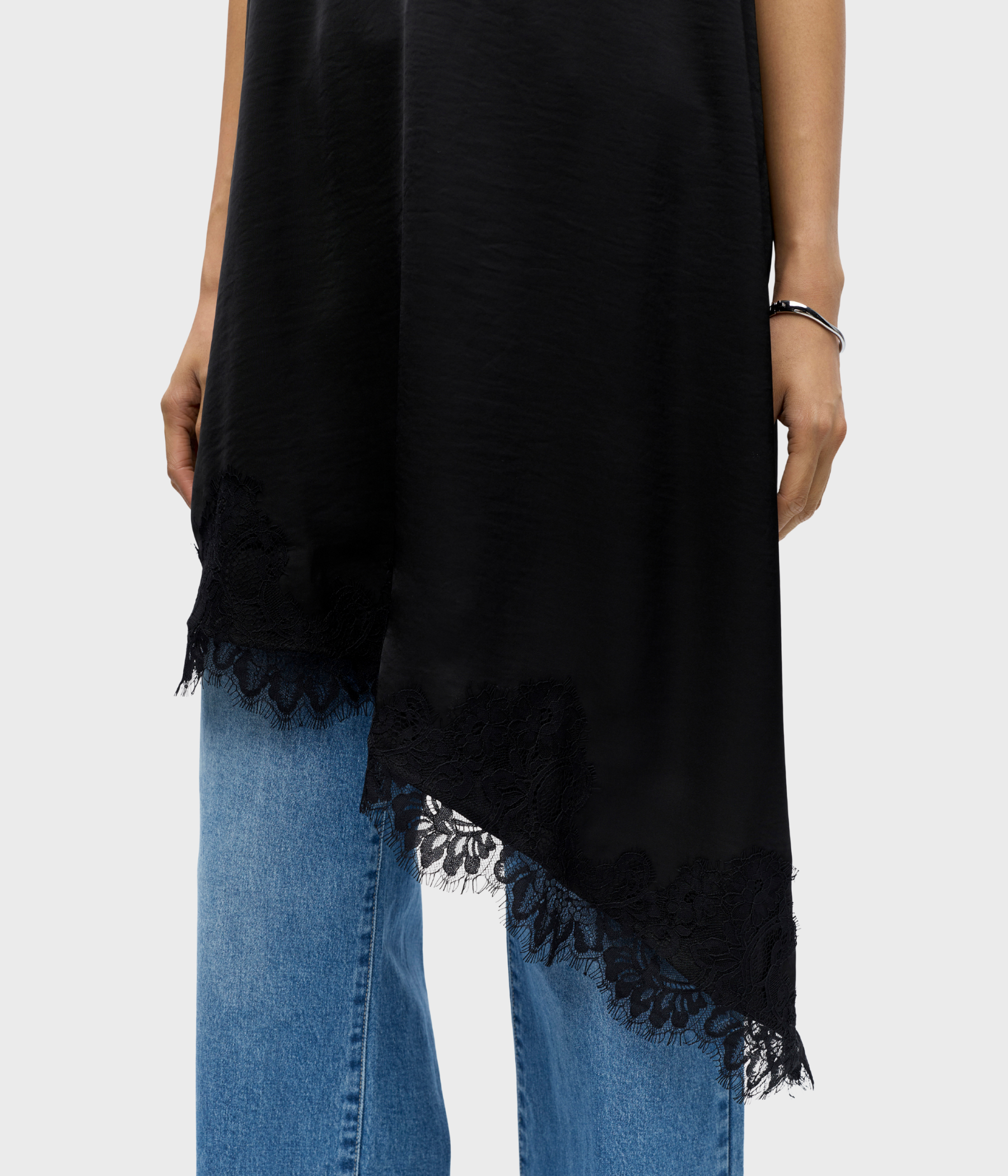 OBJNALINE REG SLIP LACE DRESS E VIP 26 (Black)