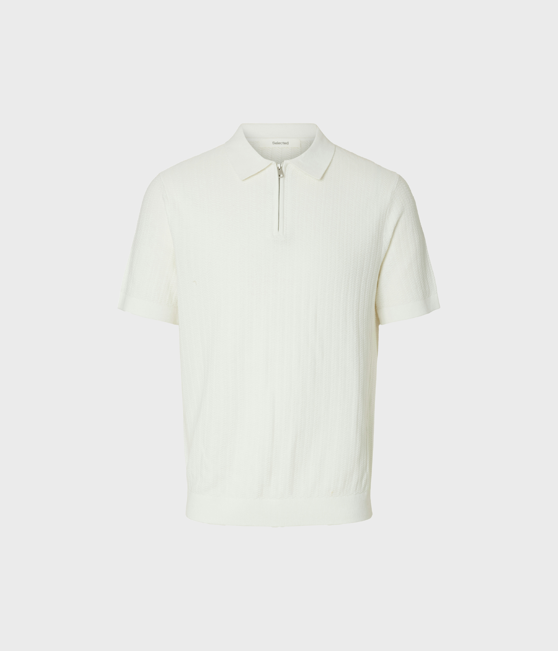 SLHCRAN SS KNIT STRUCTURE ZIP POLO NOOS. (EGRET) - D.O. Design Only