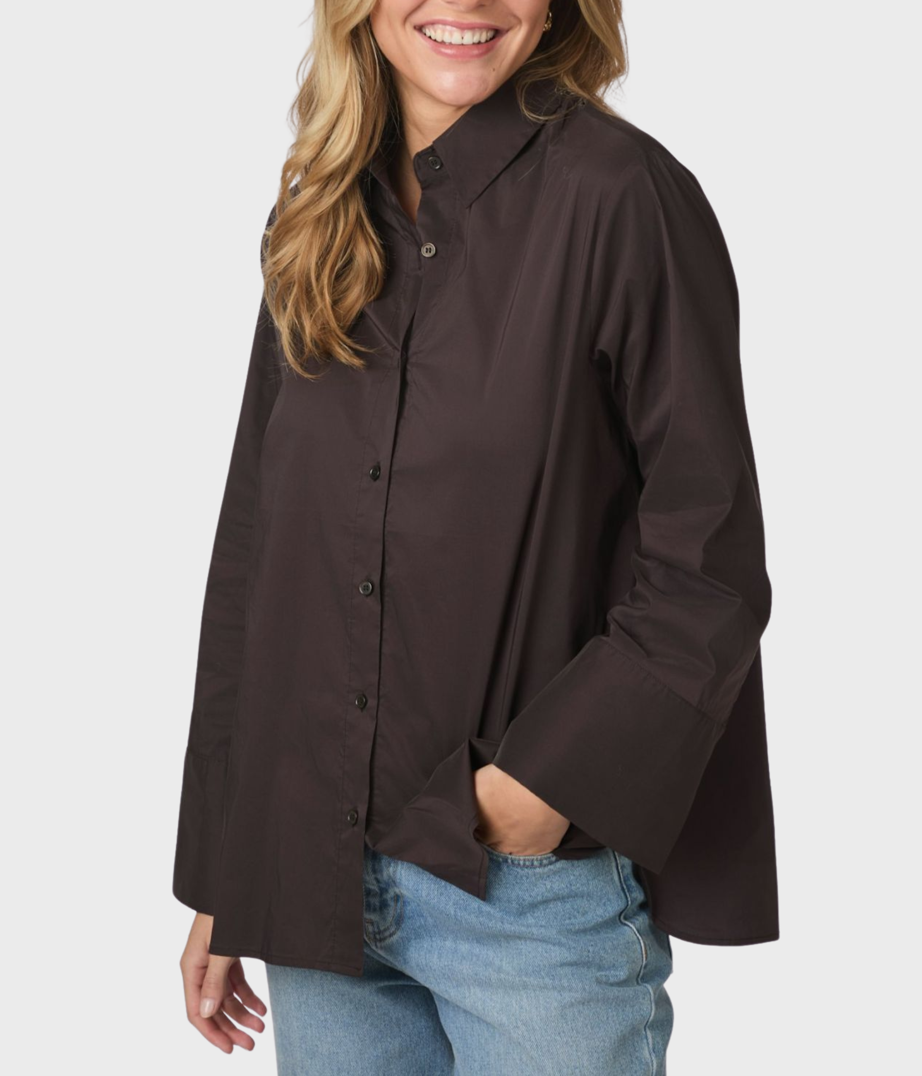 Dita Poplin Shirt (584 Chocolate Brown)