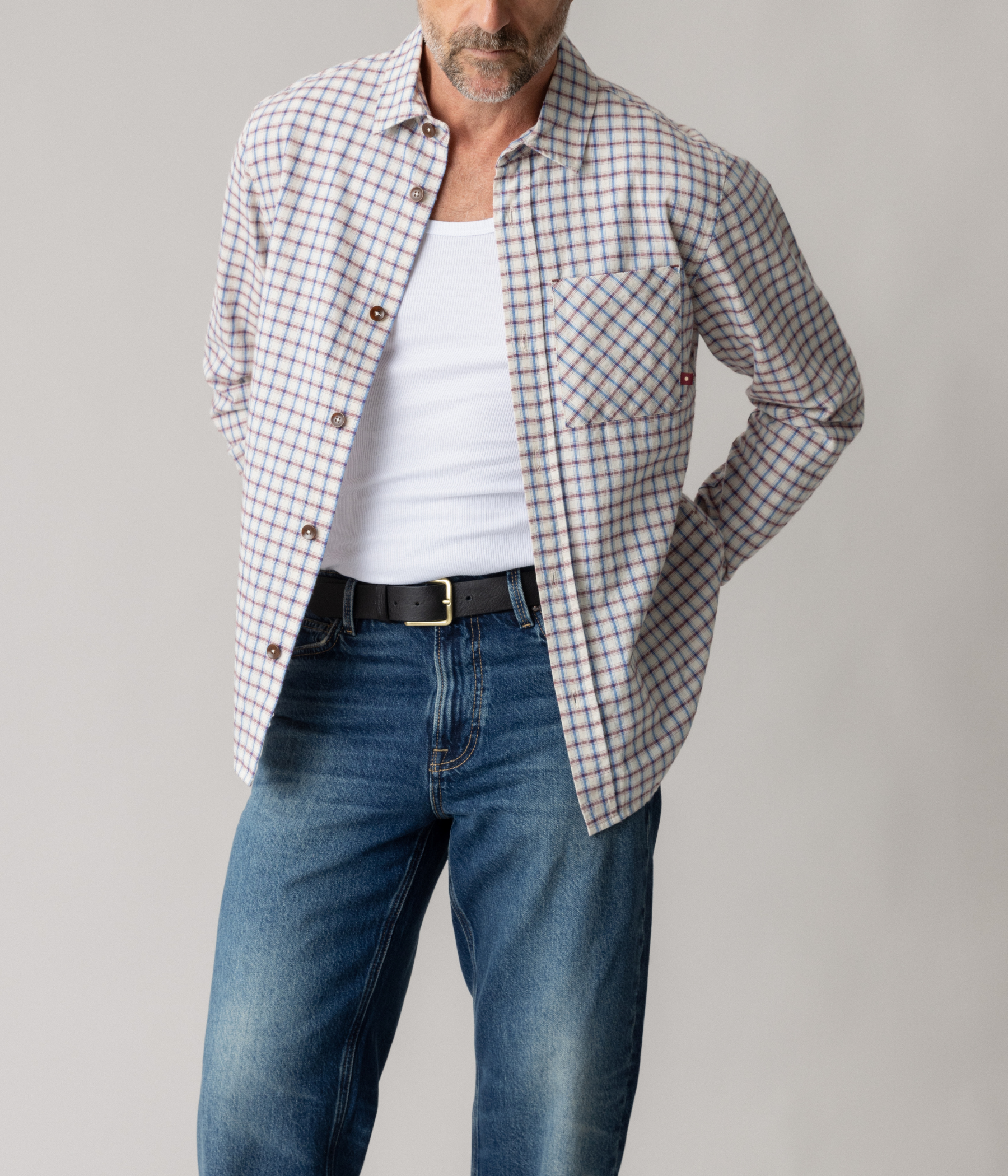 Mmgdavid Spring Check Shirt (180 Ecru)