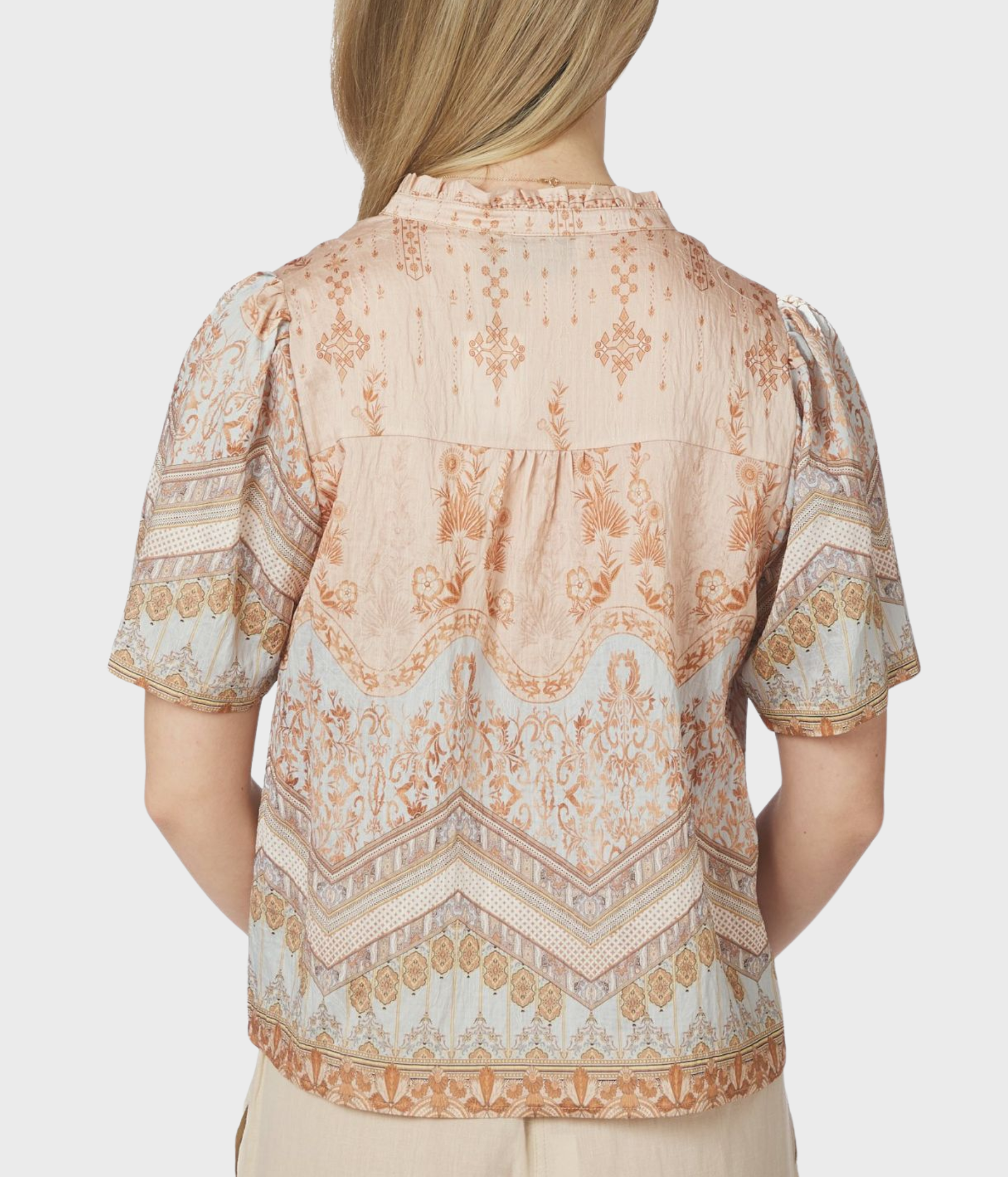 Torana Flower Border Blouse (618 Flower Peach)