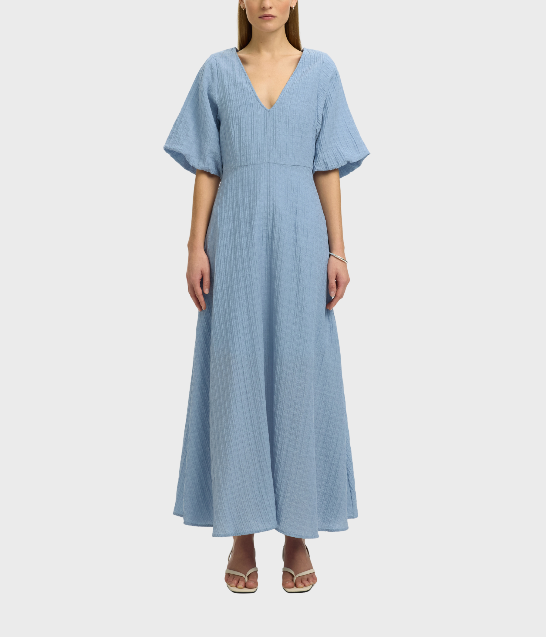 Slfmaddie Ss Closed Back Midi Dress Noos (Dusty Blue)