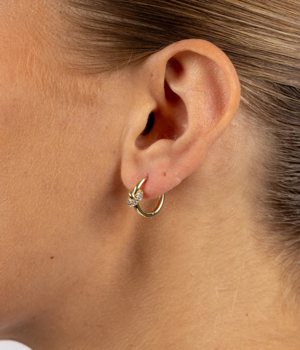 Everly Small Knot Crystal Ring Ear 15Mm (Gold)