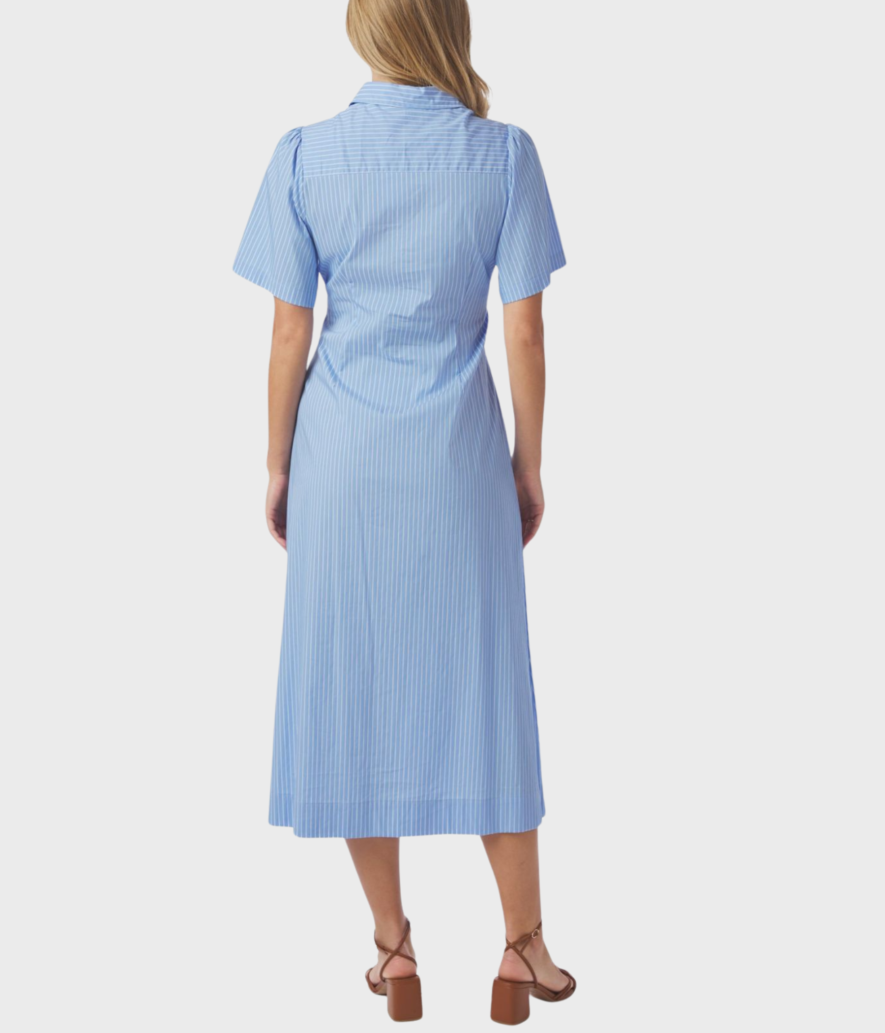 Baia Stripe Poplin Dress (145 Light Blue)