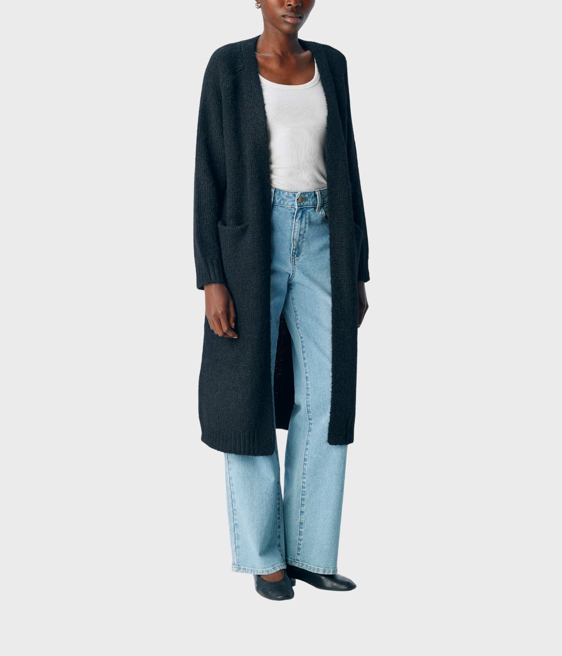 OBJMILU LS LO LONG KNIT CARDIGAN NOOS. (Black)