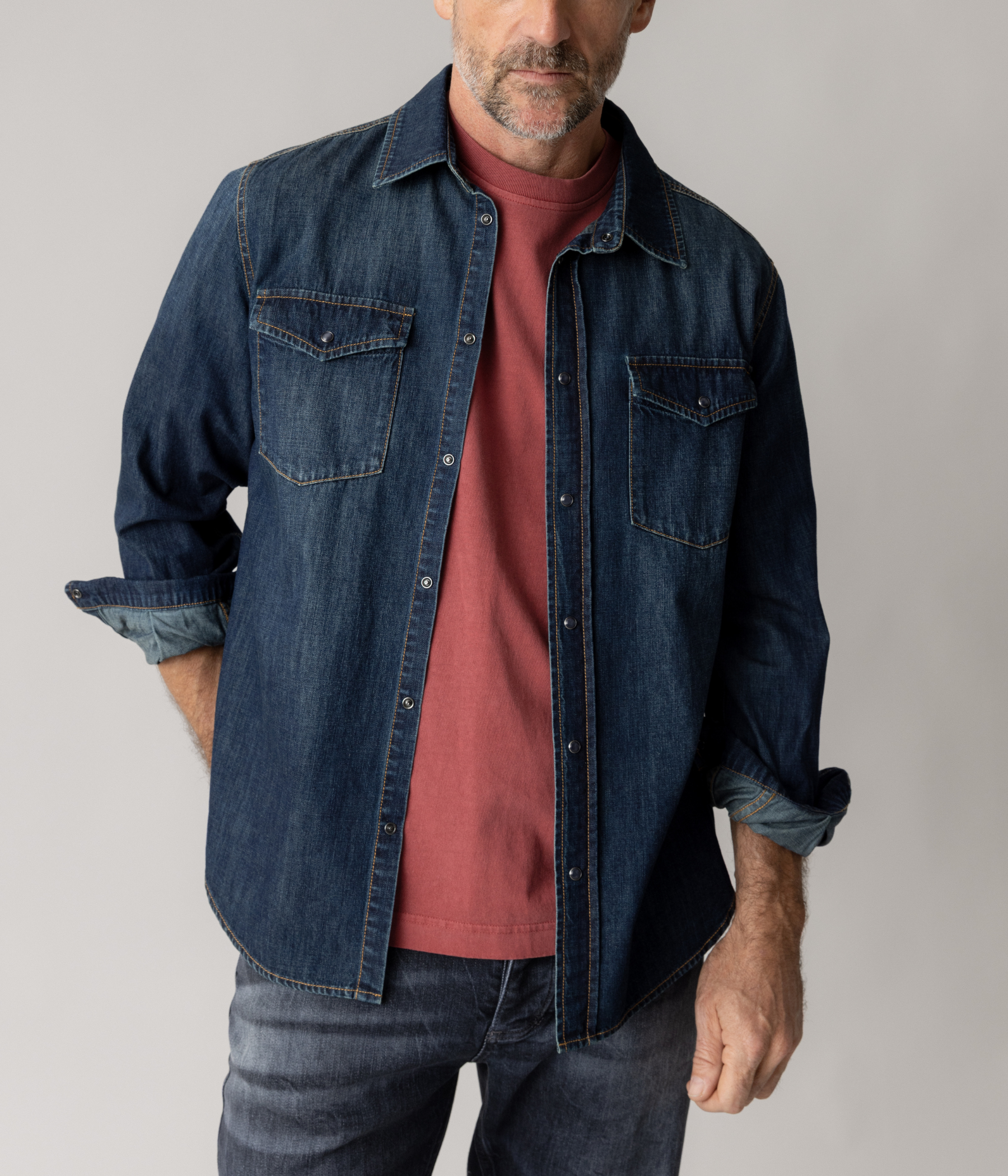 Mmgdavid Snap Denim Shirt (480 Dark Blue Denim)