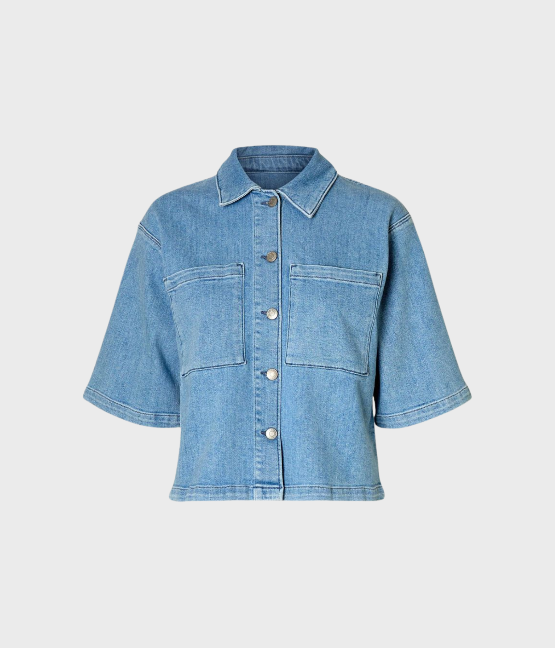 SLFANYA 2/4 SHORT DENIM SHIRT (Light Blue Denim)
