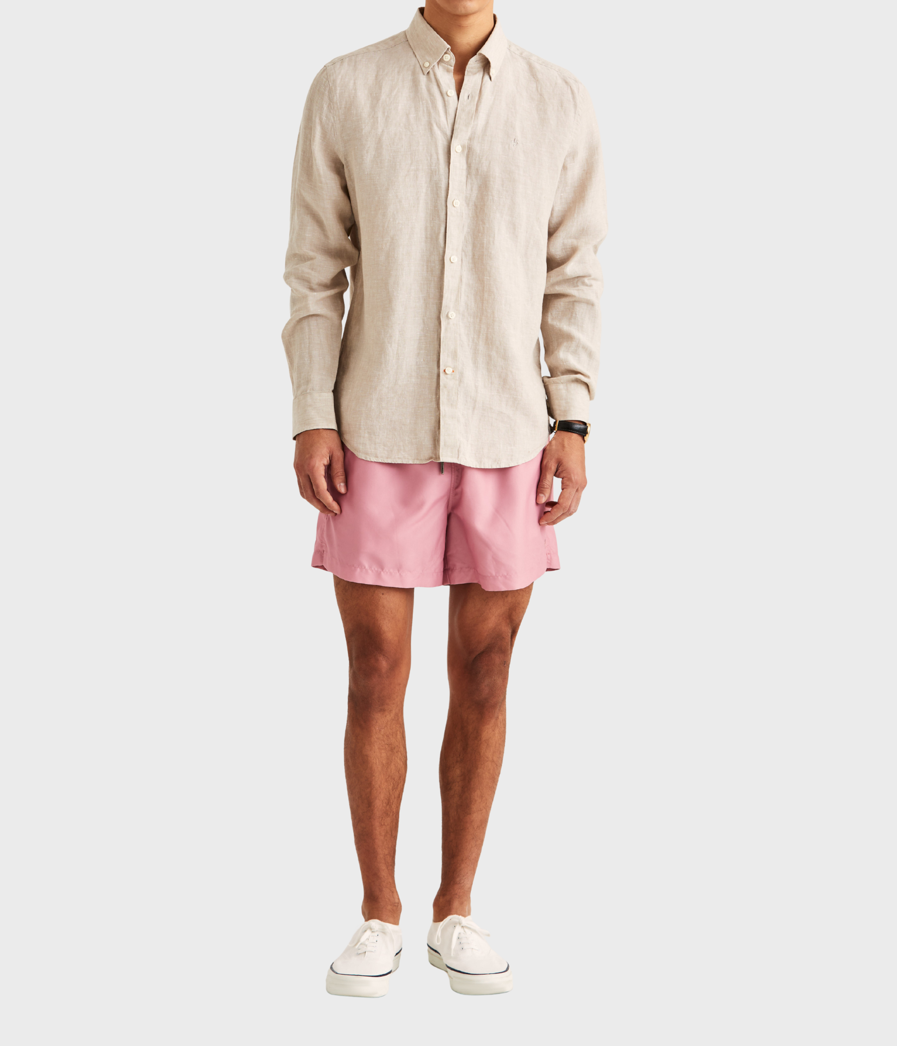 Douglas Bd Linen Shirt Ls. (05 Khaki) - D.O. Design Only