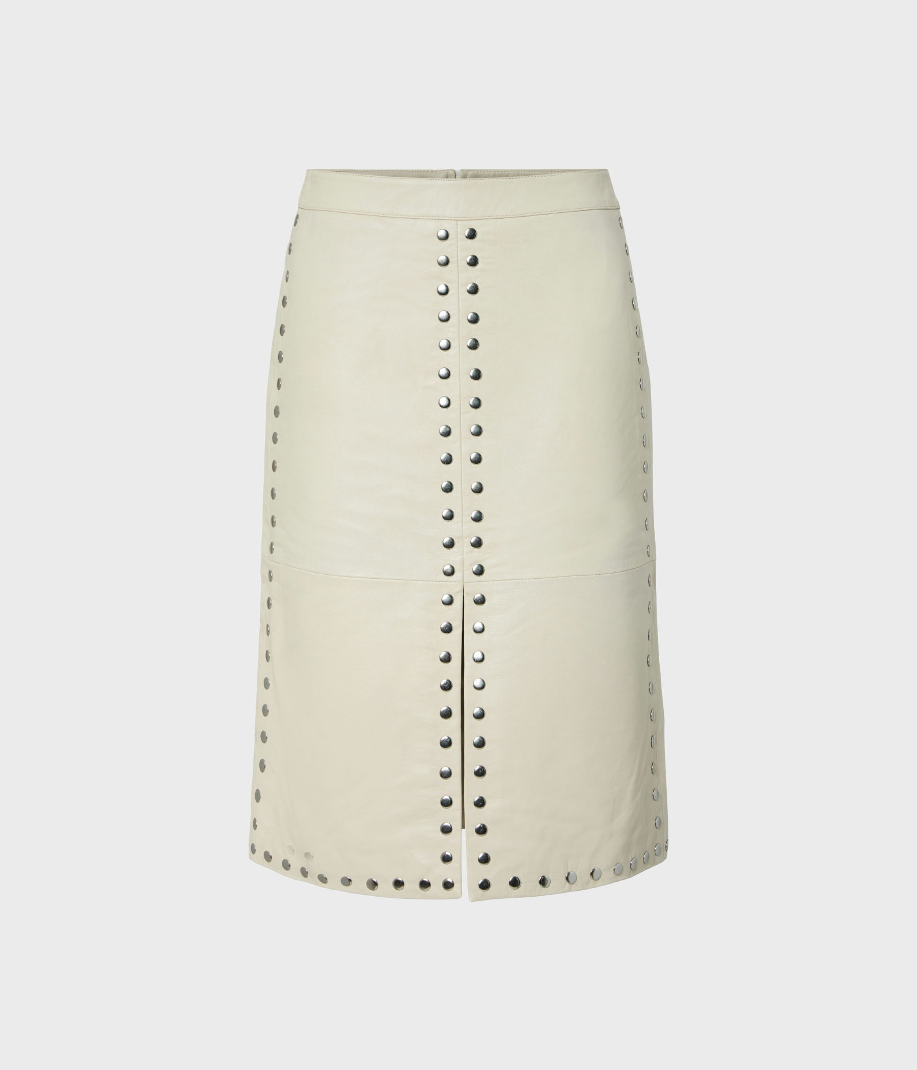 YASJUNIPER MW STUD LEATHER SKIRT  - SHOW (Fog Detail:W SILVER STUDS)