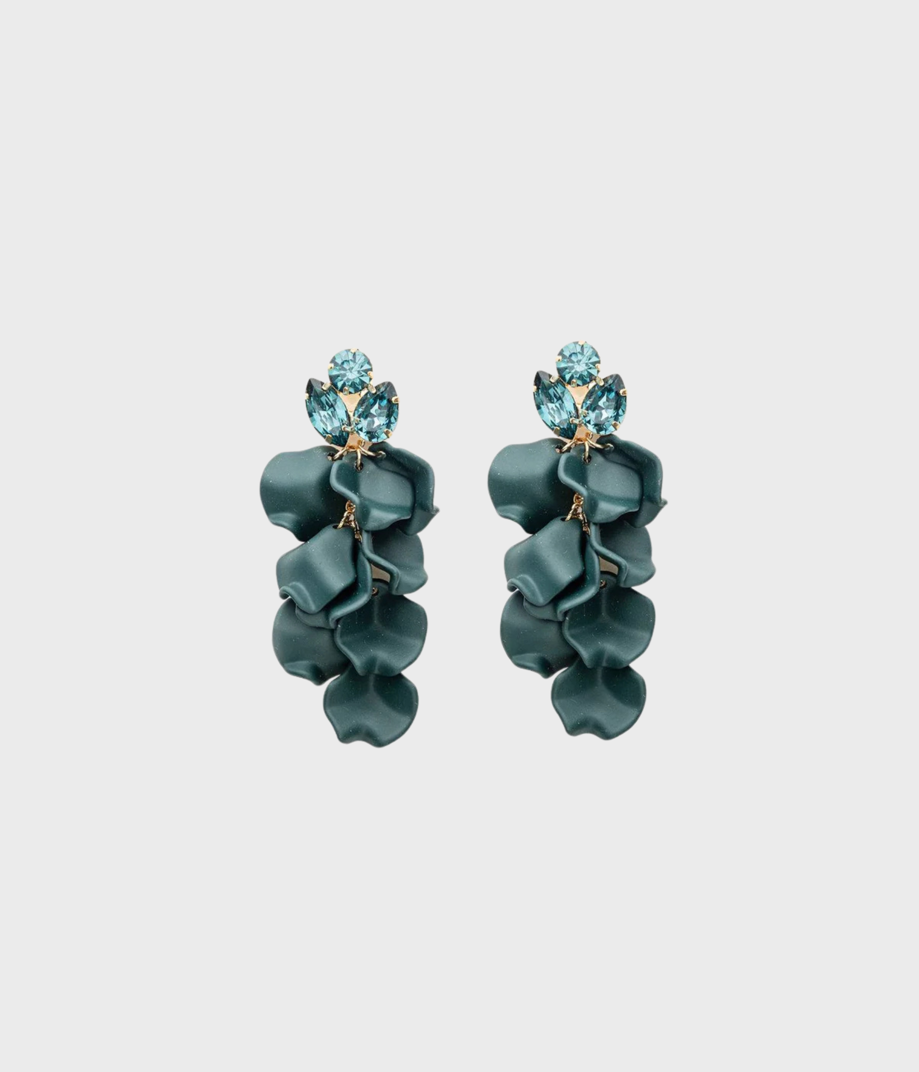 Leaf Stone Earrings (Dark Green)