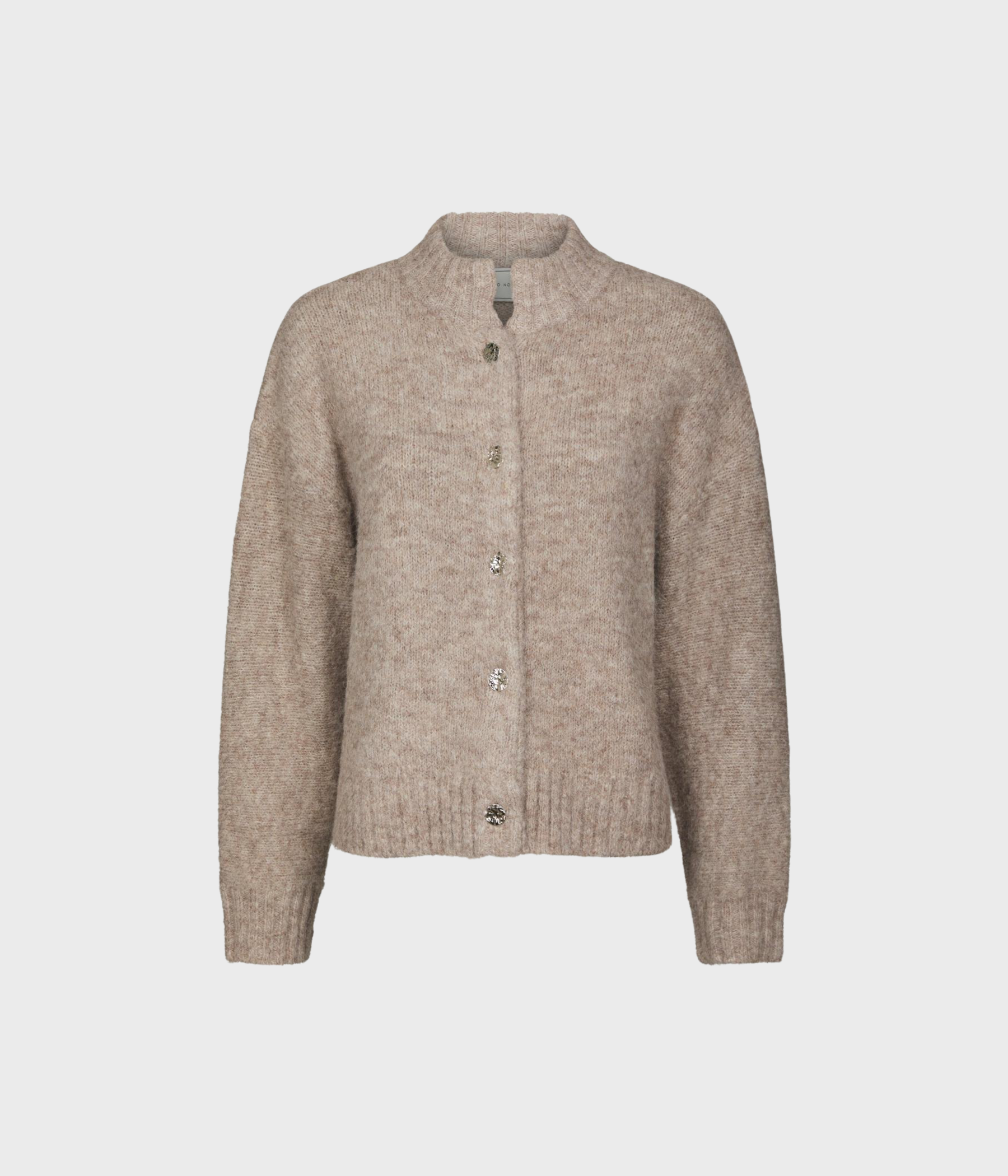 Taura Fluffy Knit Cardigan. (976 Beige Melange)