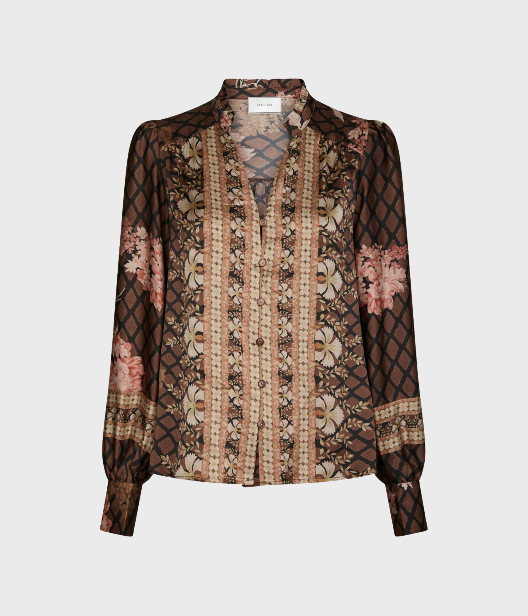 Massima Botanical Border Blouse (Black)