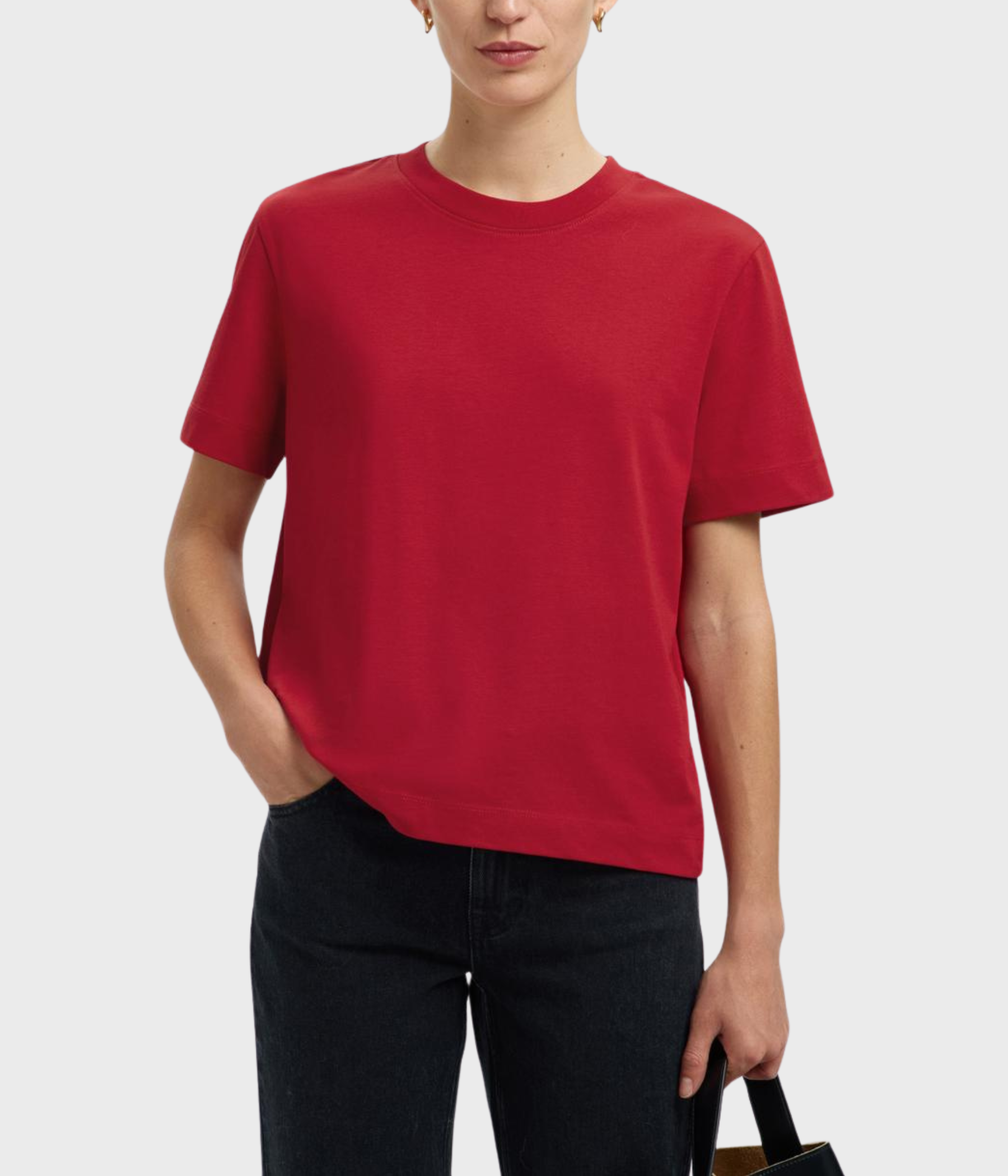 SLFESSENTIAL SS BOXY TEE NOOS (Equestrian Red)