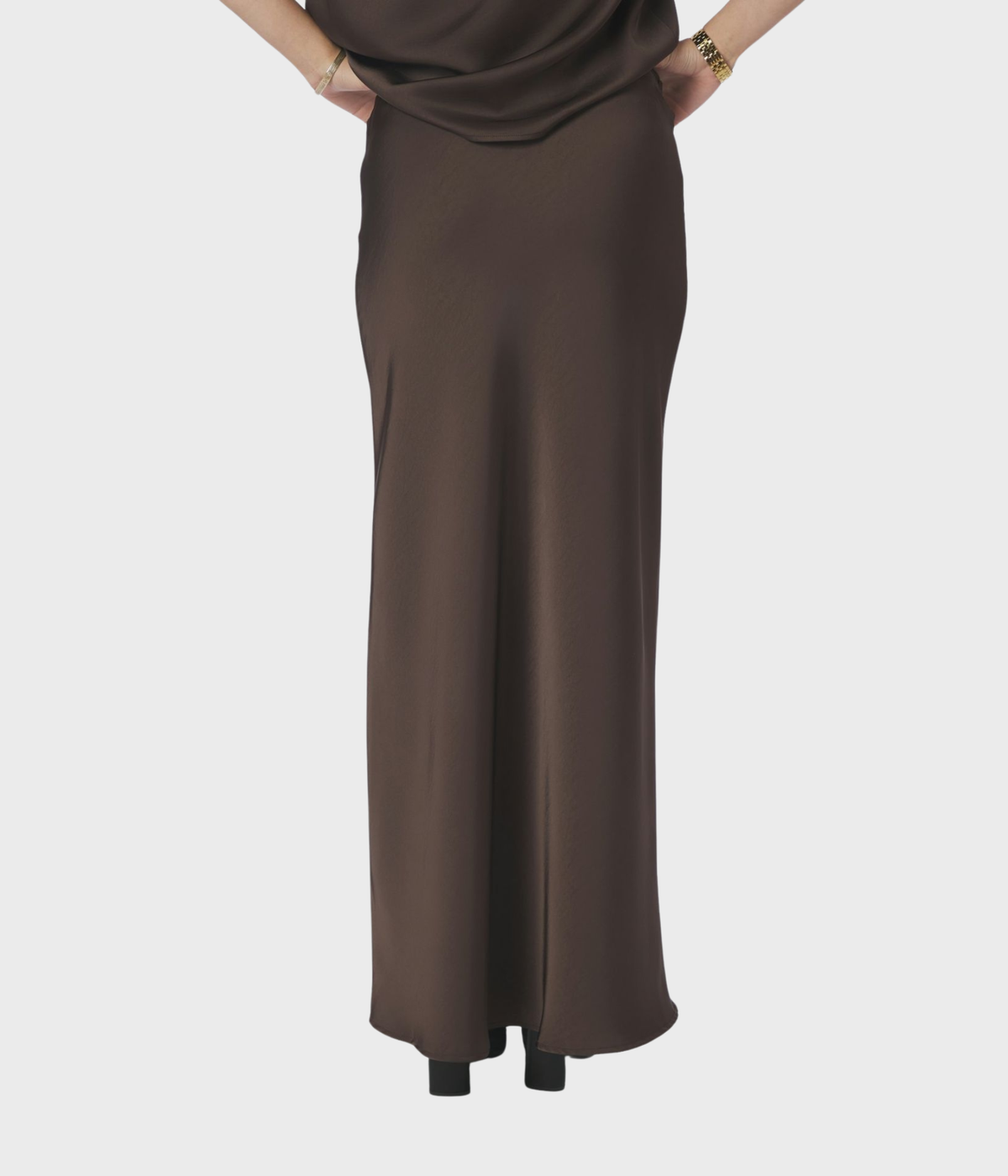 Vicky Heavy Sateen Skirt. (DARK BROWN) - D.O. Design Only