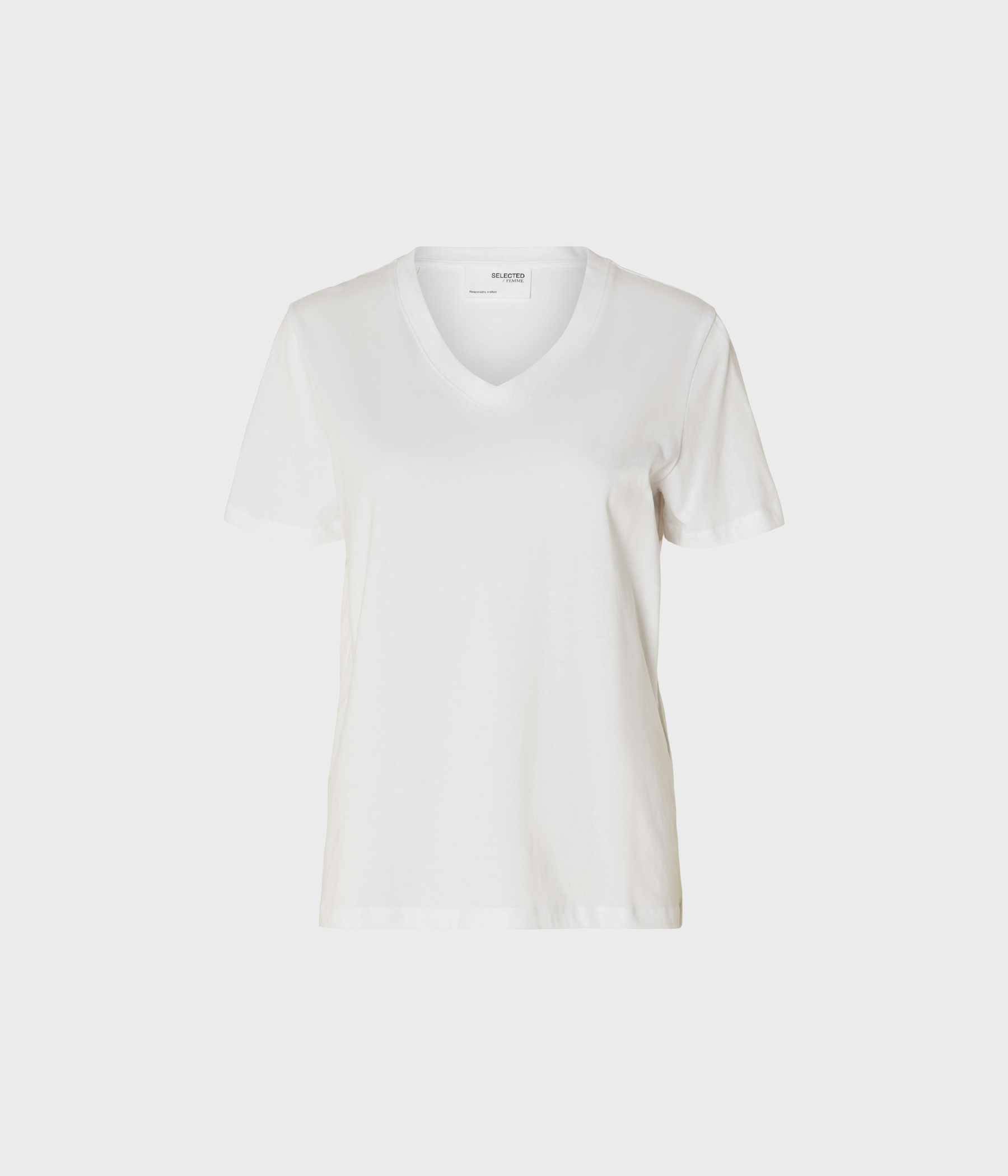 Slfessential Ss V-Neck Tee Noos. (bright white)