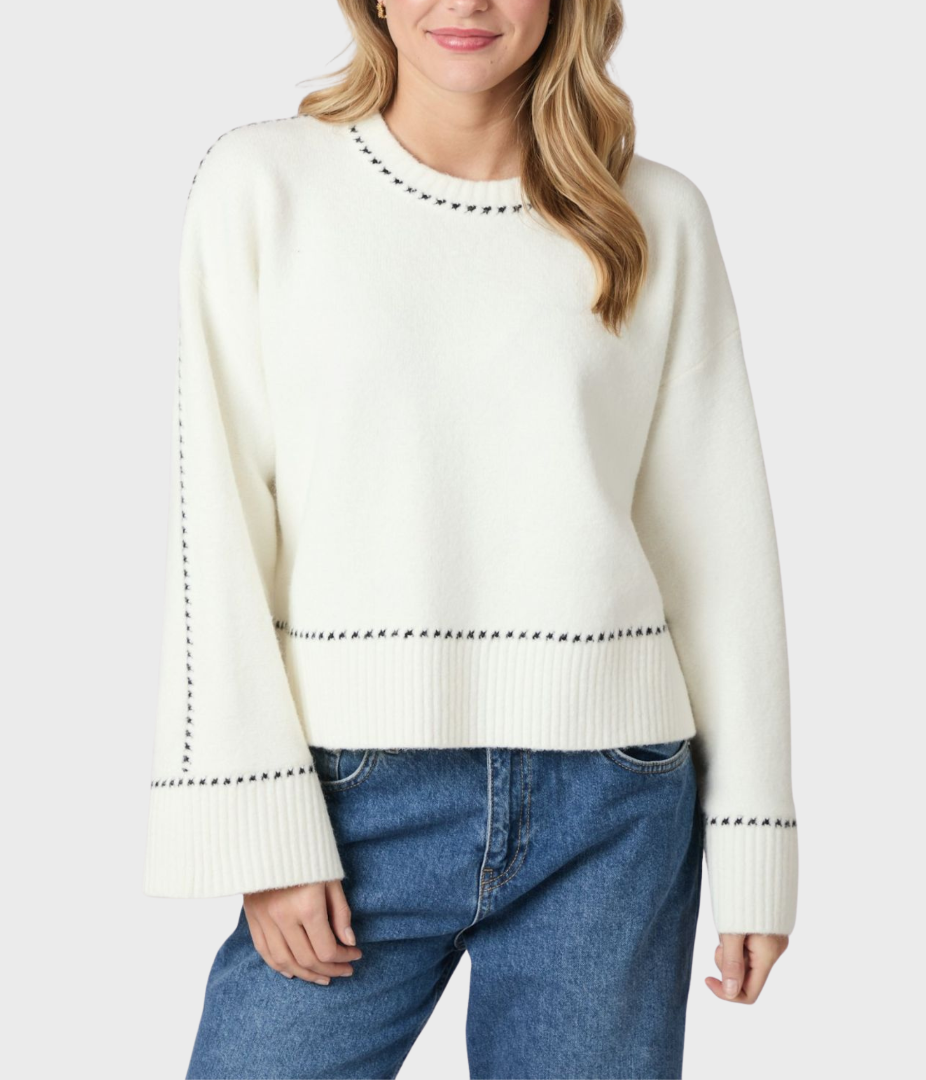 Roeme Knit Stitch Blouse (121 Off White)