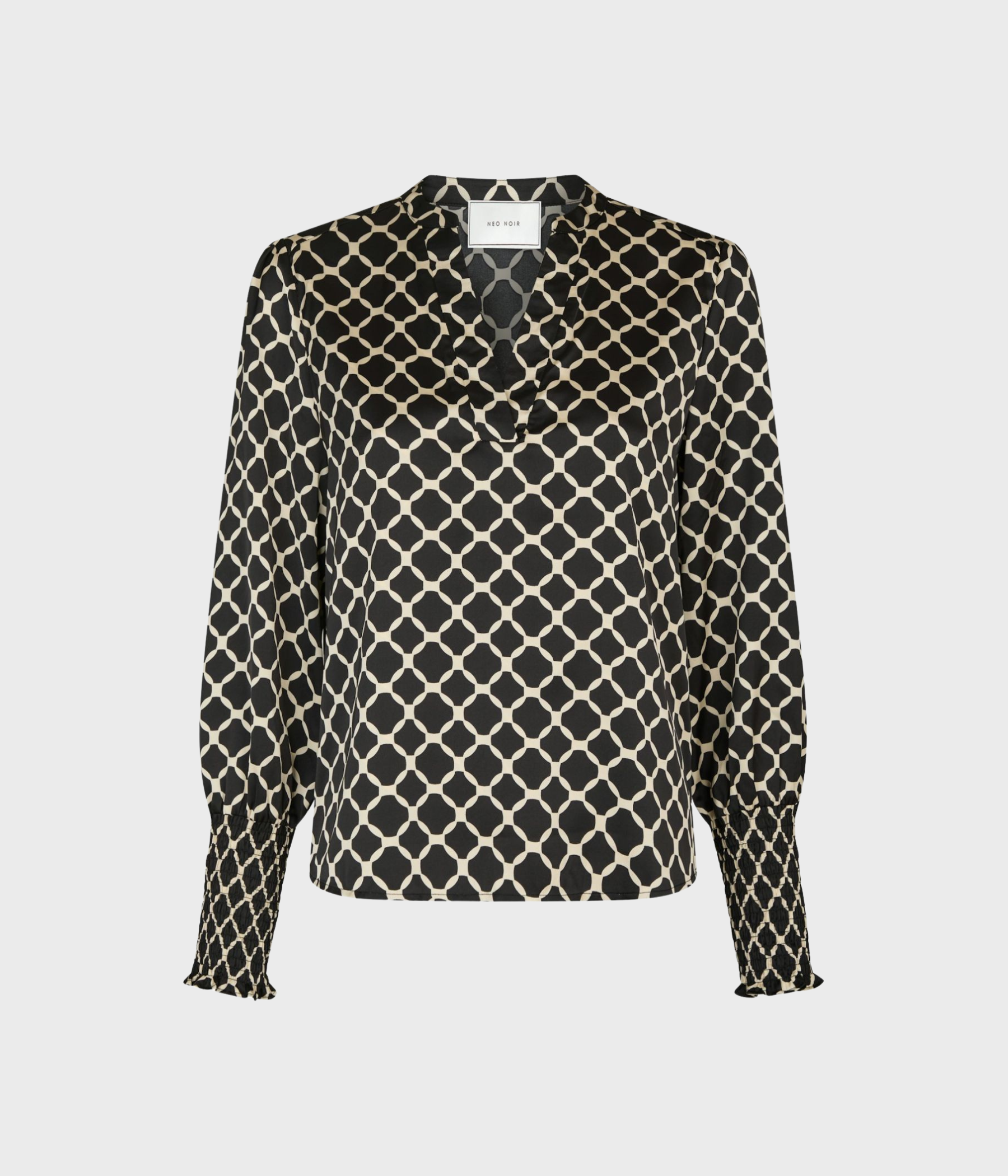 Landa Tile Print Blouse (Black)