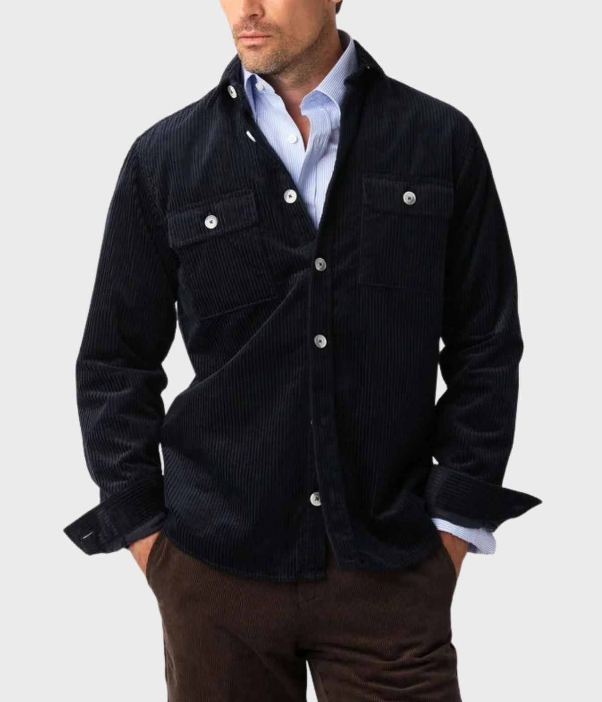 Cord Shirt. (Navy)