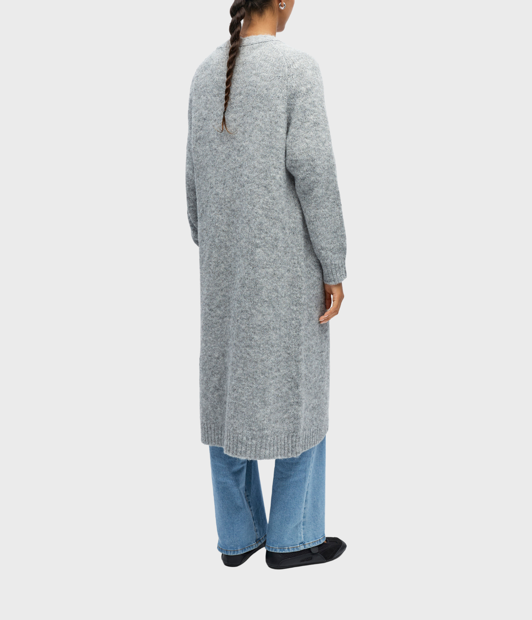 OBJMILU LS LO LONG KNIT CARDIGAN NOOS. (Medium Grey Melange)