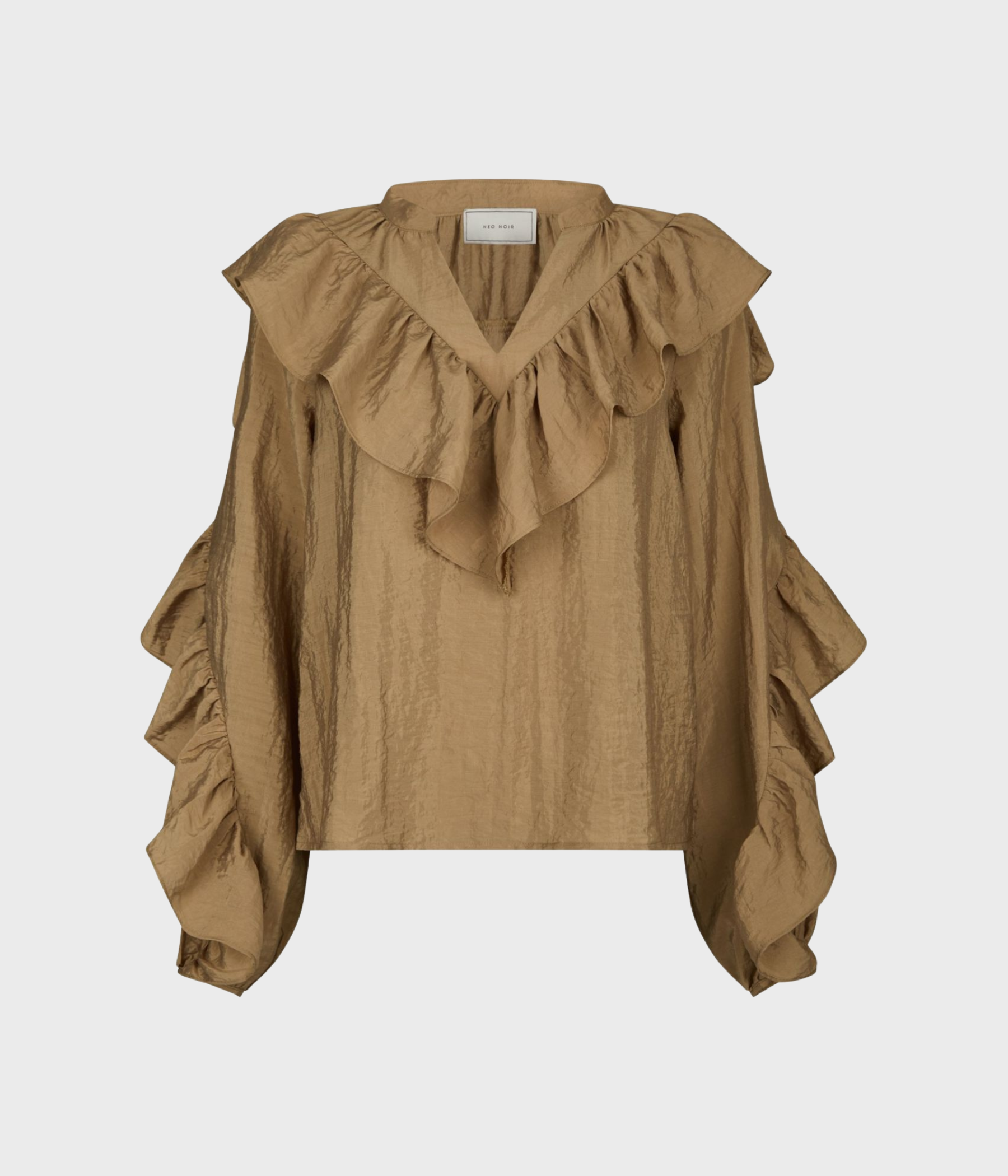 Nula Flounce Crisp Blouse (125 Dark Sand)