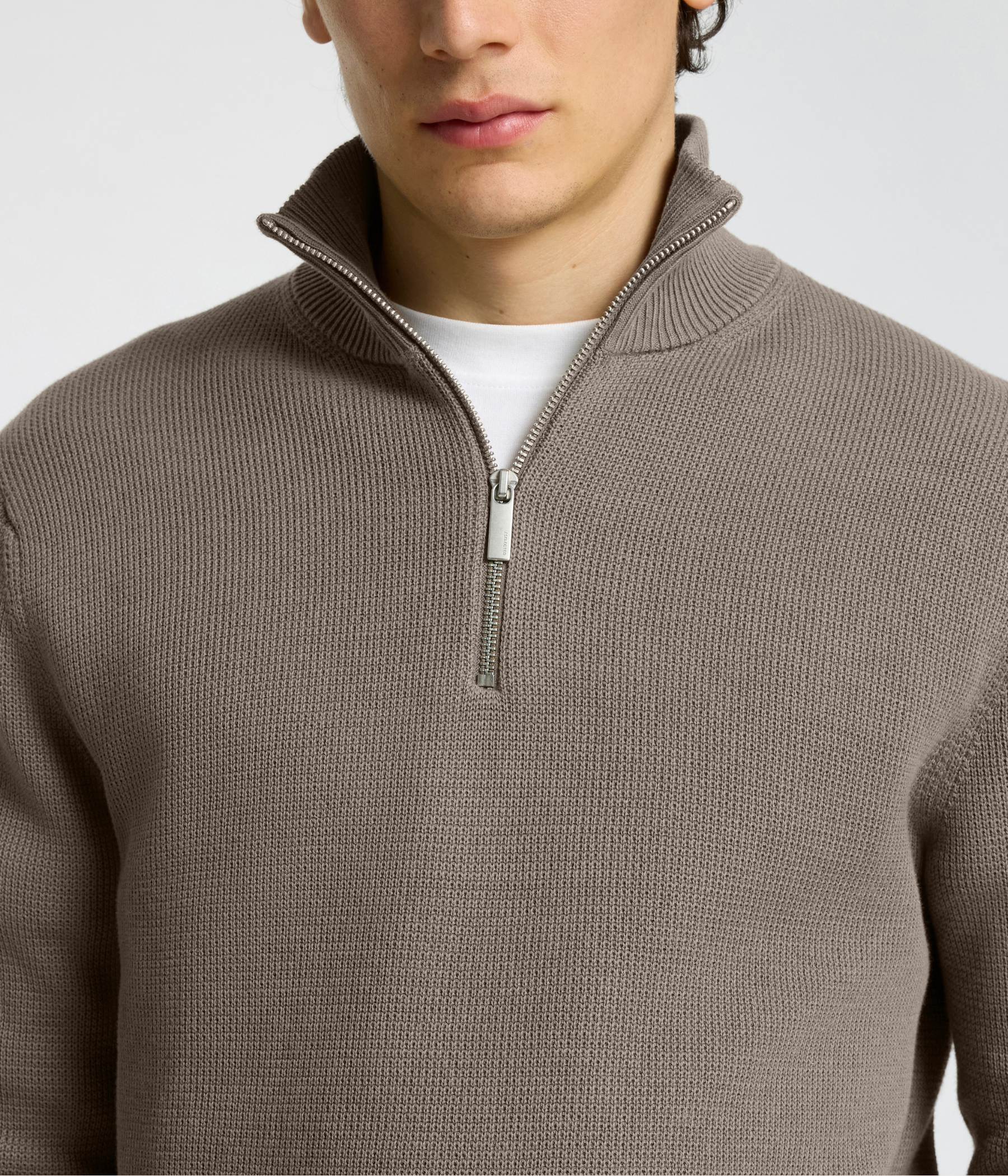 Slhdane Ls Knit Structure Half Zip Noos. (Morel)