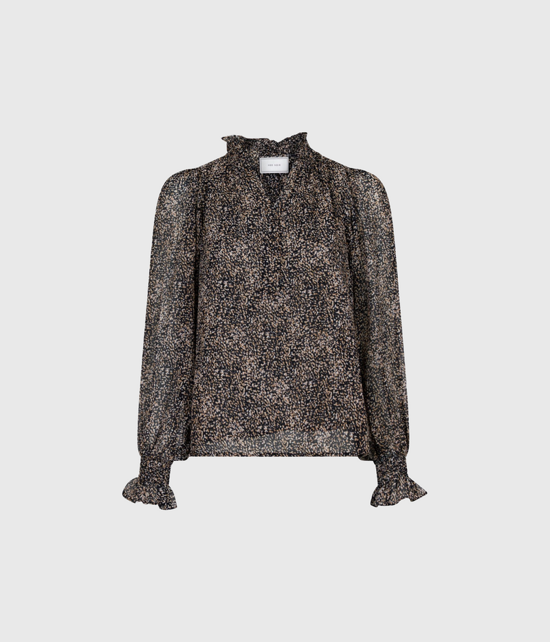 Leia Texture Dot Blouse (125 Dark Sand)