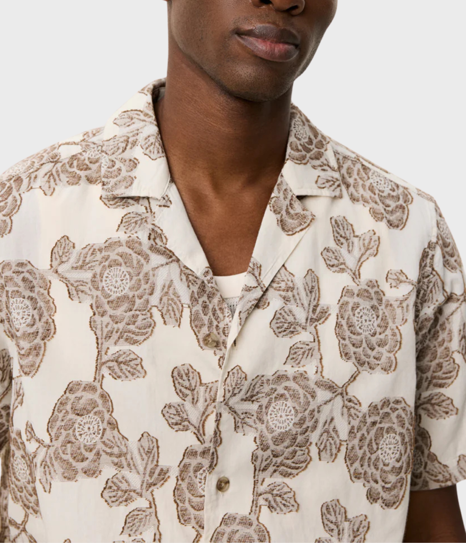 Lesley Flower Jacquard SS Shirt (Ivory) - D.O. Design Only