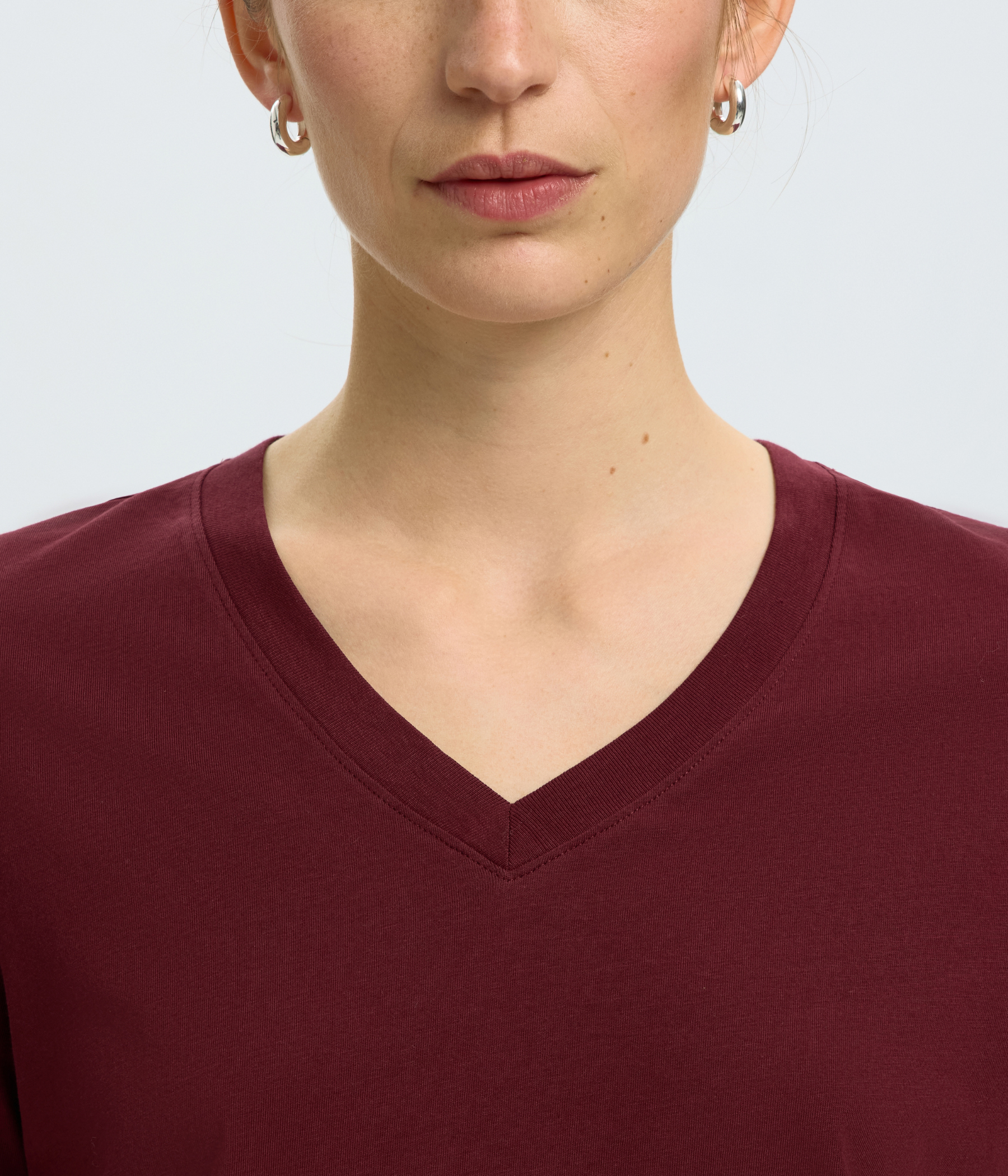 Slfessential Ss V-Neck Tee Noos. (Tawny Port)