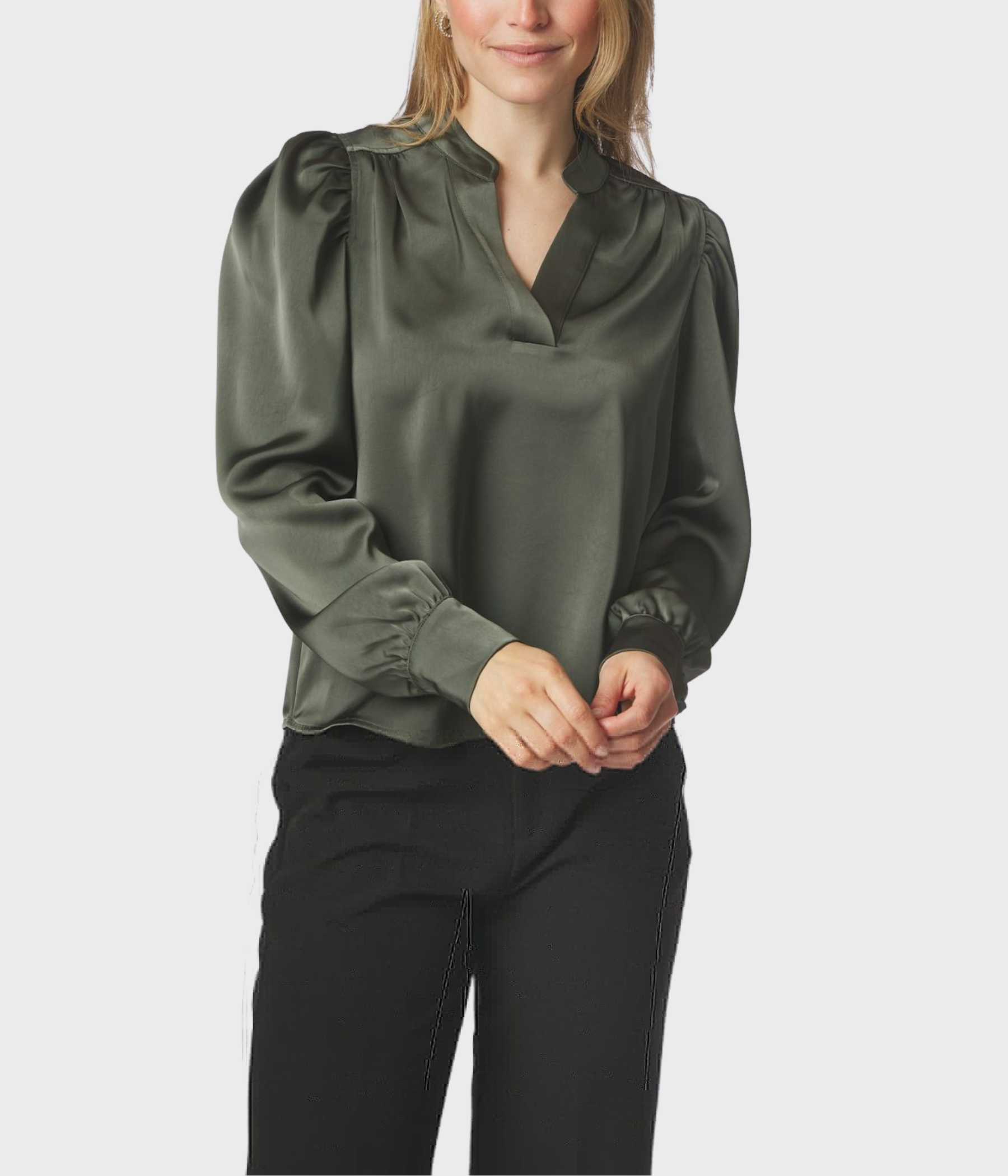 Rosslyn Heavy Sateen Blouse. (Deep Green)