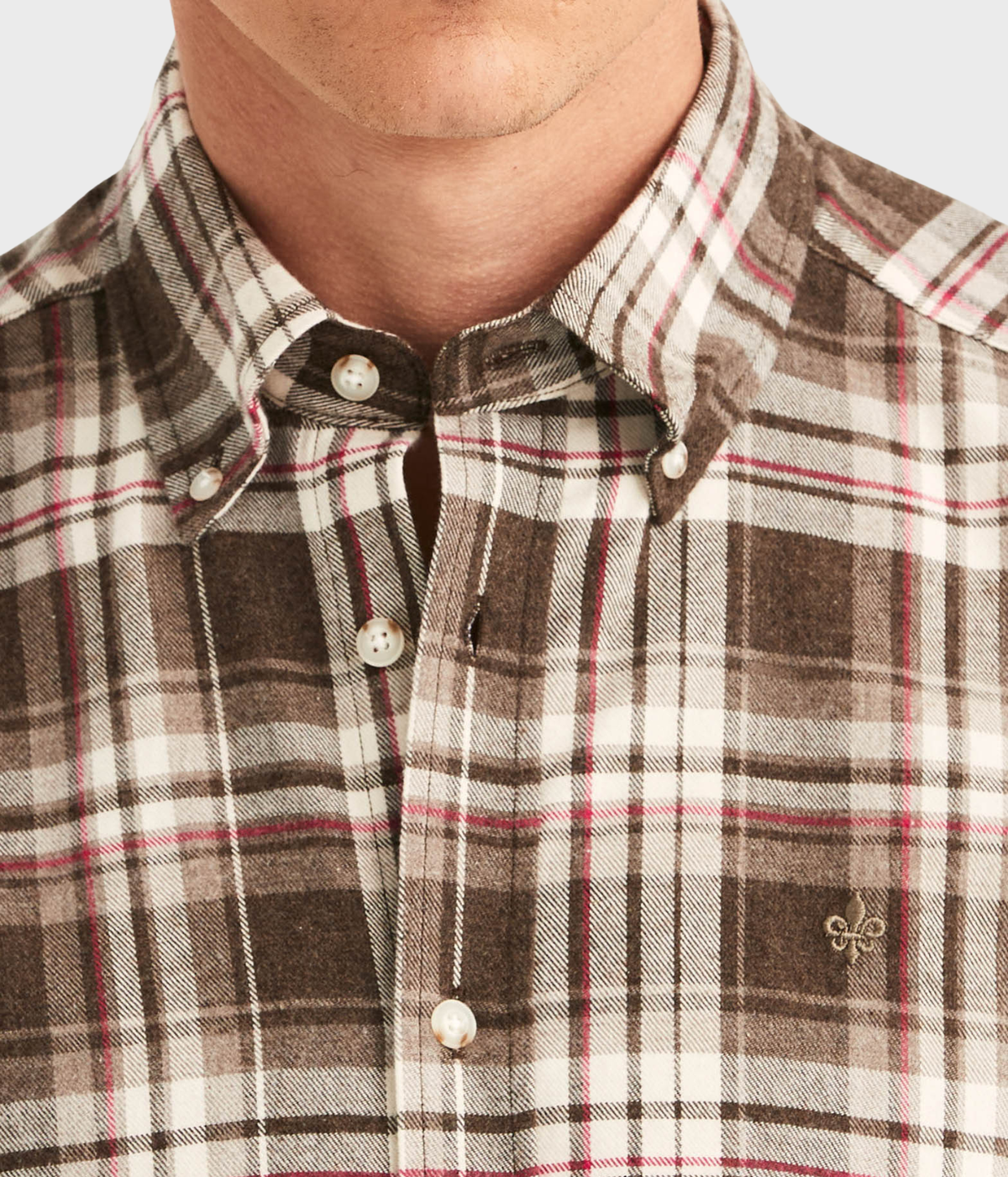 Happy Flannel Check Shirt-Classic Fit (80 Brown)