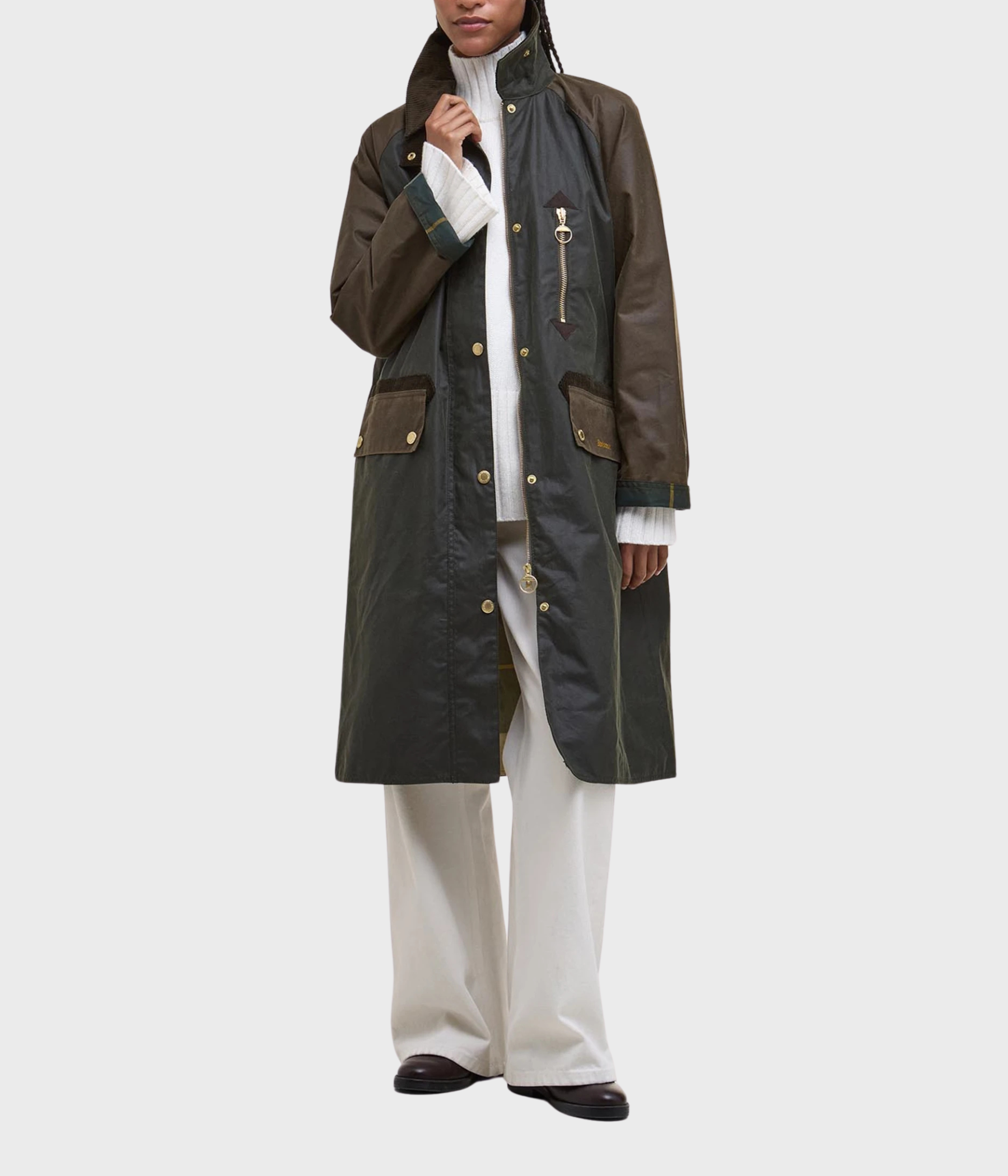 Barbour Evette Wax Jacket (OL52 Fern/Beech/Ancient Tartan)