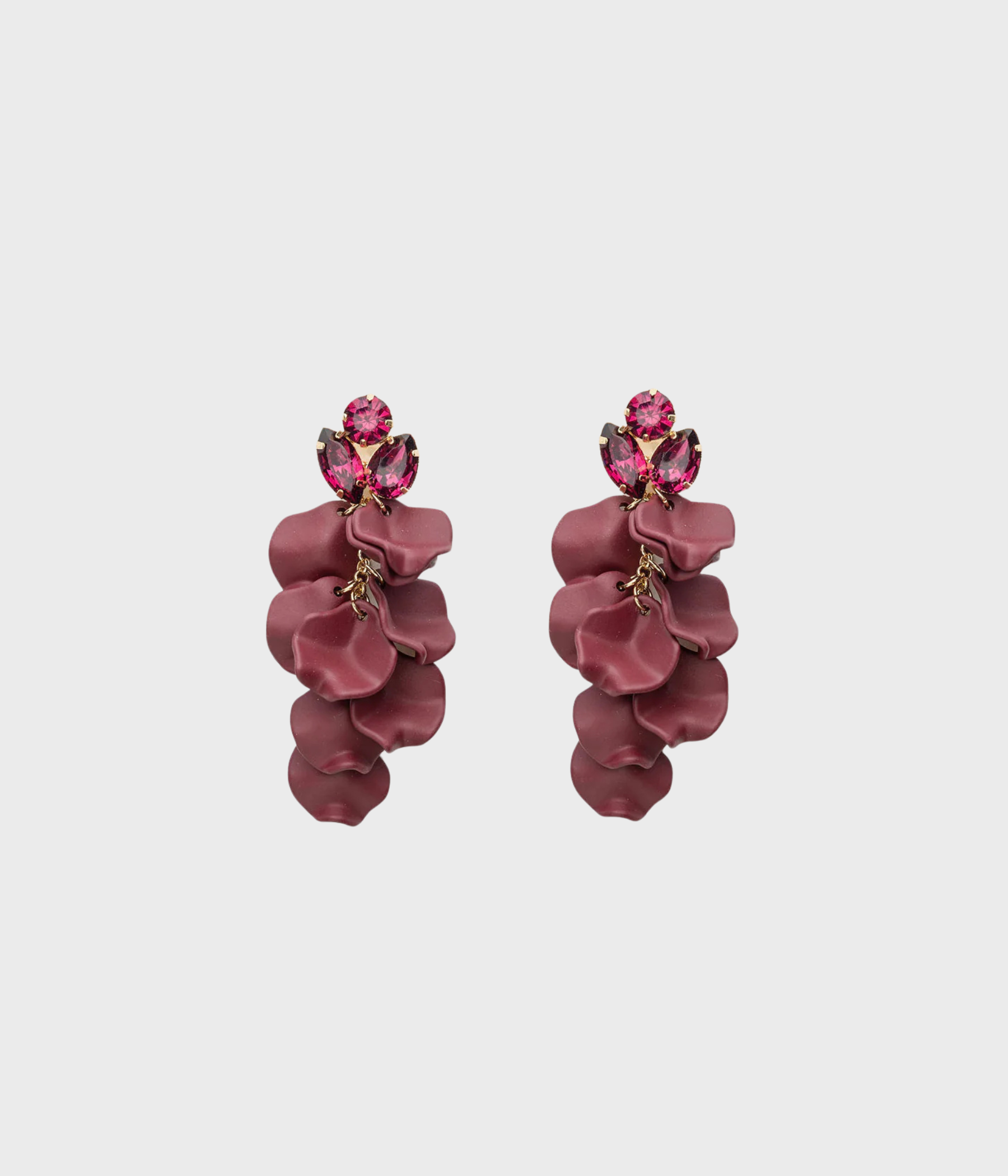 Leaf Stone Earrings (Burgendy)