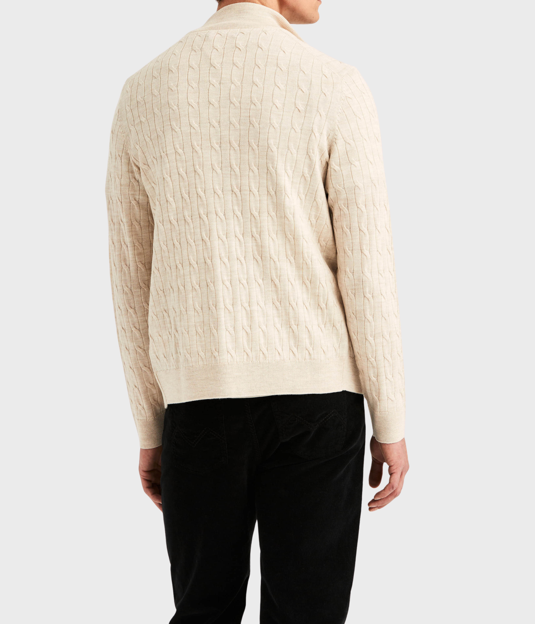 Merino Cable Zip Cardigan (04 Off white)