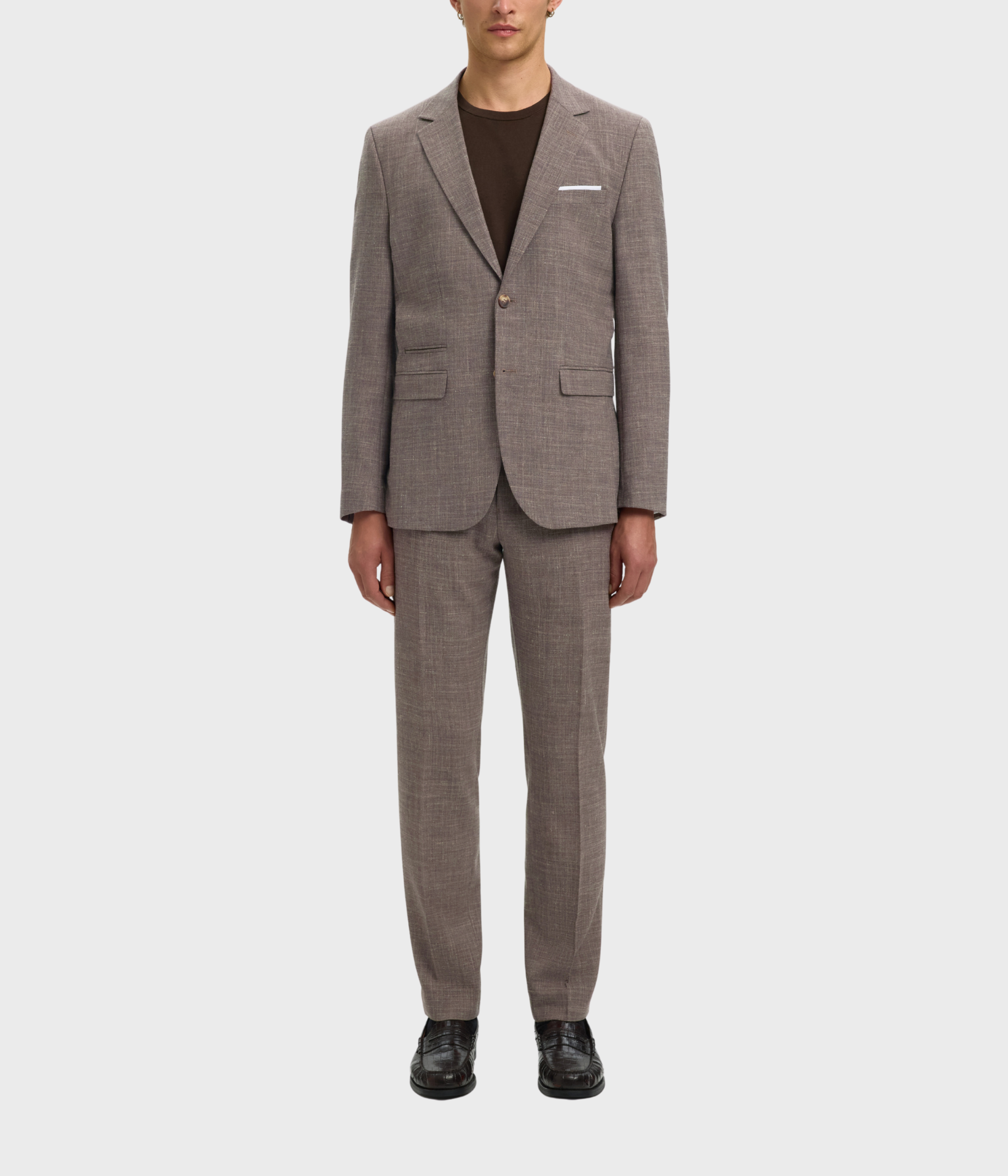 SLHSLIM-OASIS LINEN TRS NOOS. (Dark Sand Melange)